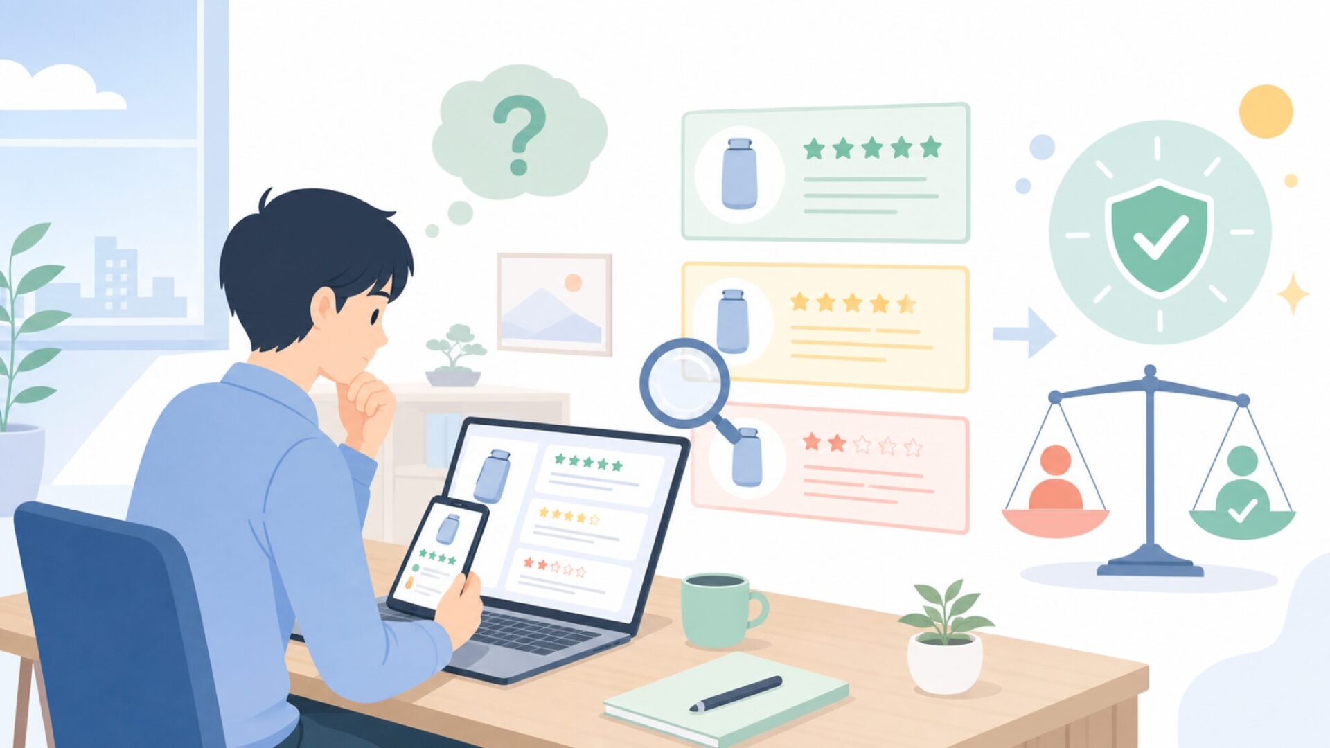 TopTesのレビューは信頼できるかを表すイラスト