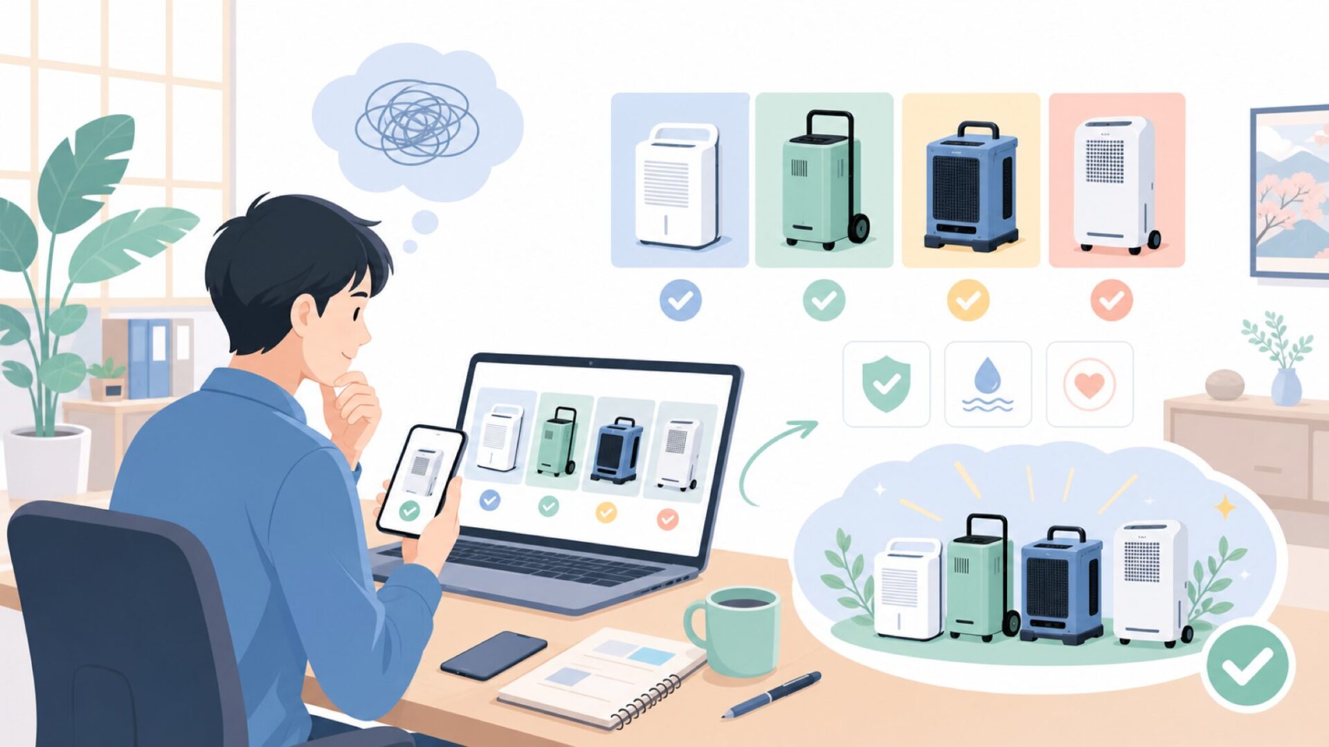 ALORAIRの製品ラインナップ——どんな除湿機を作っているのかを表すイラスト