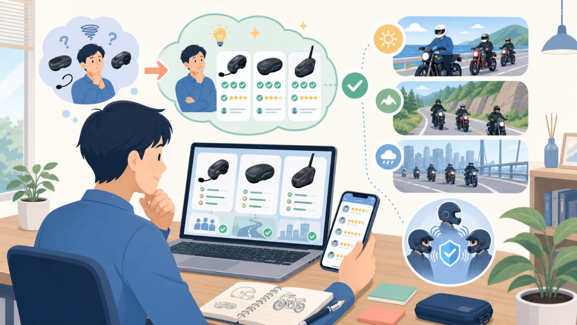 グループツーリングでFODSPORTSは実際に使えるかを表すイラスト