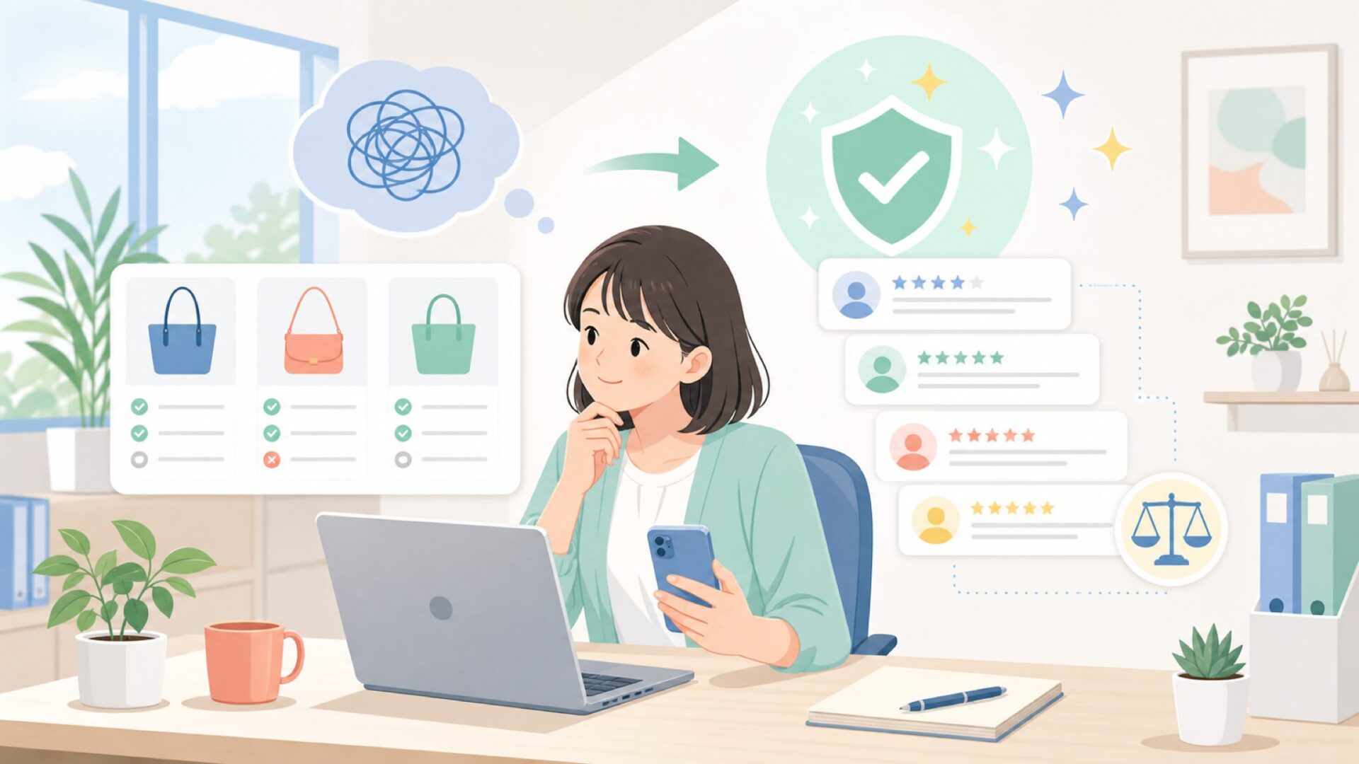 購入者のリアルな声——実際に使った人の評価を表すイラスト