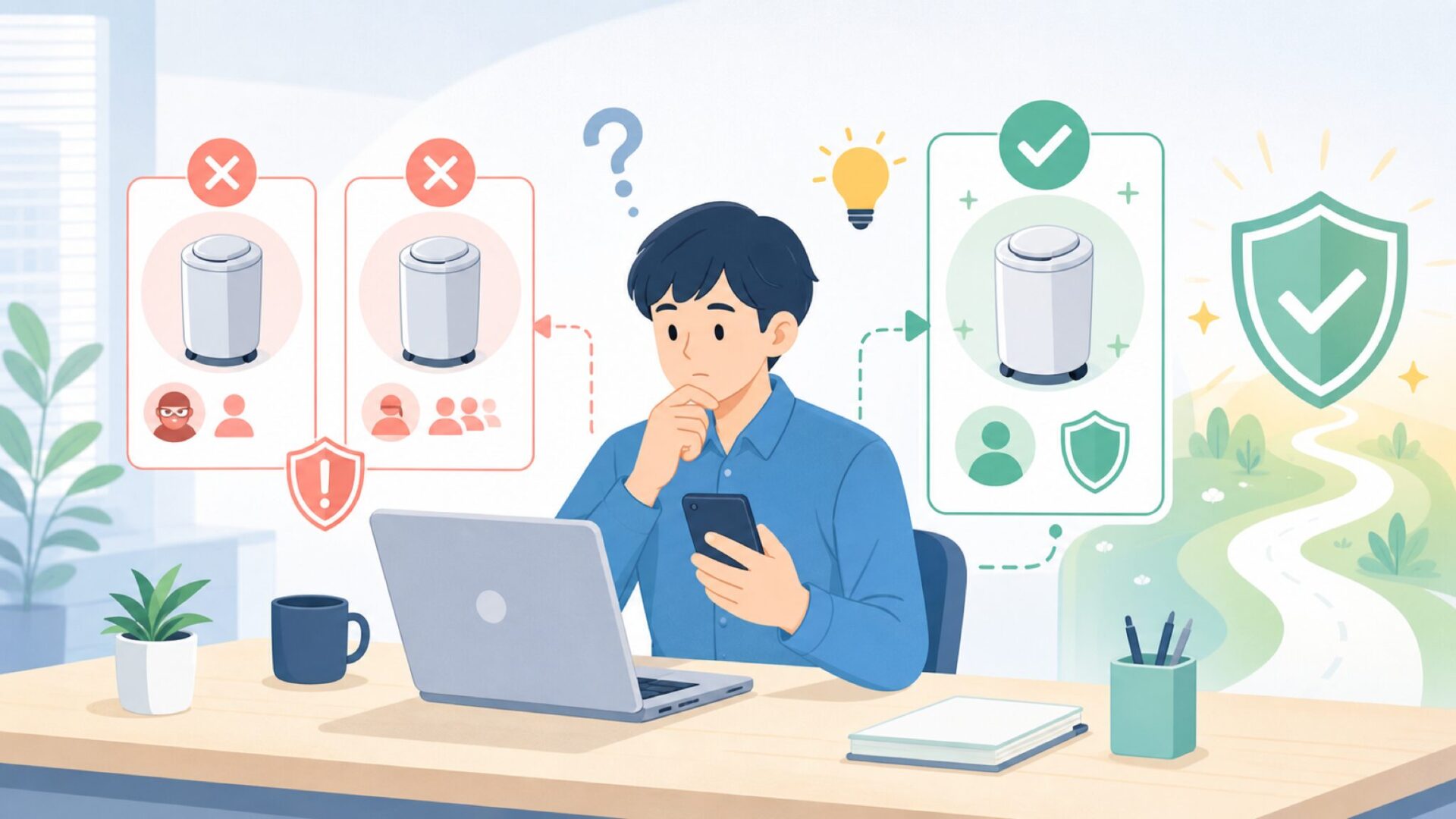 要注意：なりすまし事業者と本物ZitAの見分け方を表すイラスト