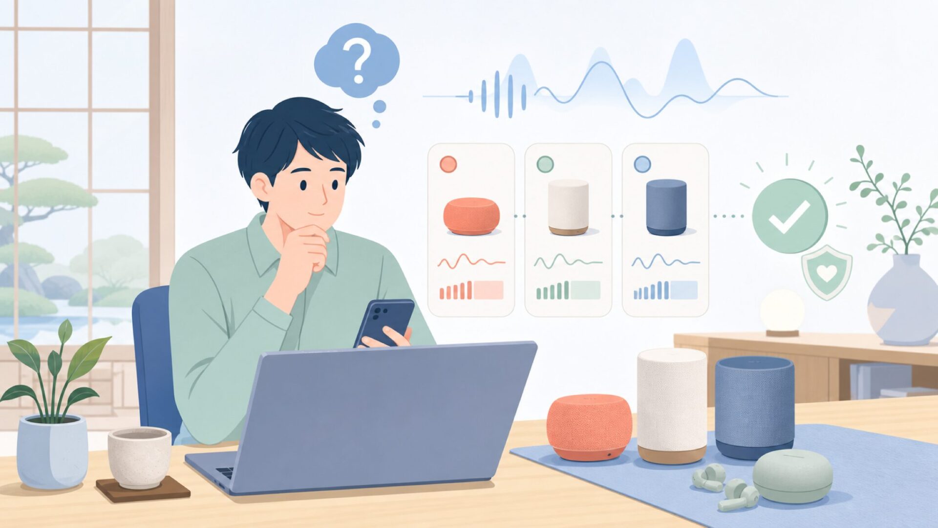 NudeAudioの音質の特徴と実力を評価するを表すイラスト