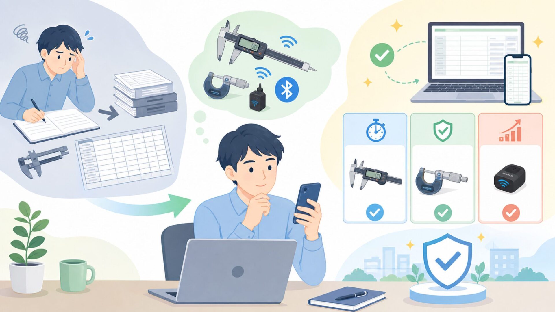 Sylvac最大の武器、Smart機能とBluetooth連携を表すイラスト
