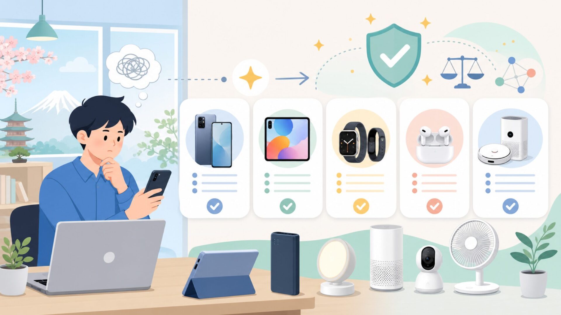 Xiaomiの製品ラインナップとおすすめモデル — スマホだけじゃない実力を表すイラスト