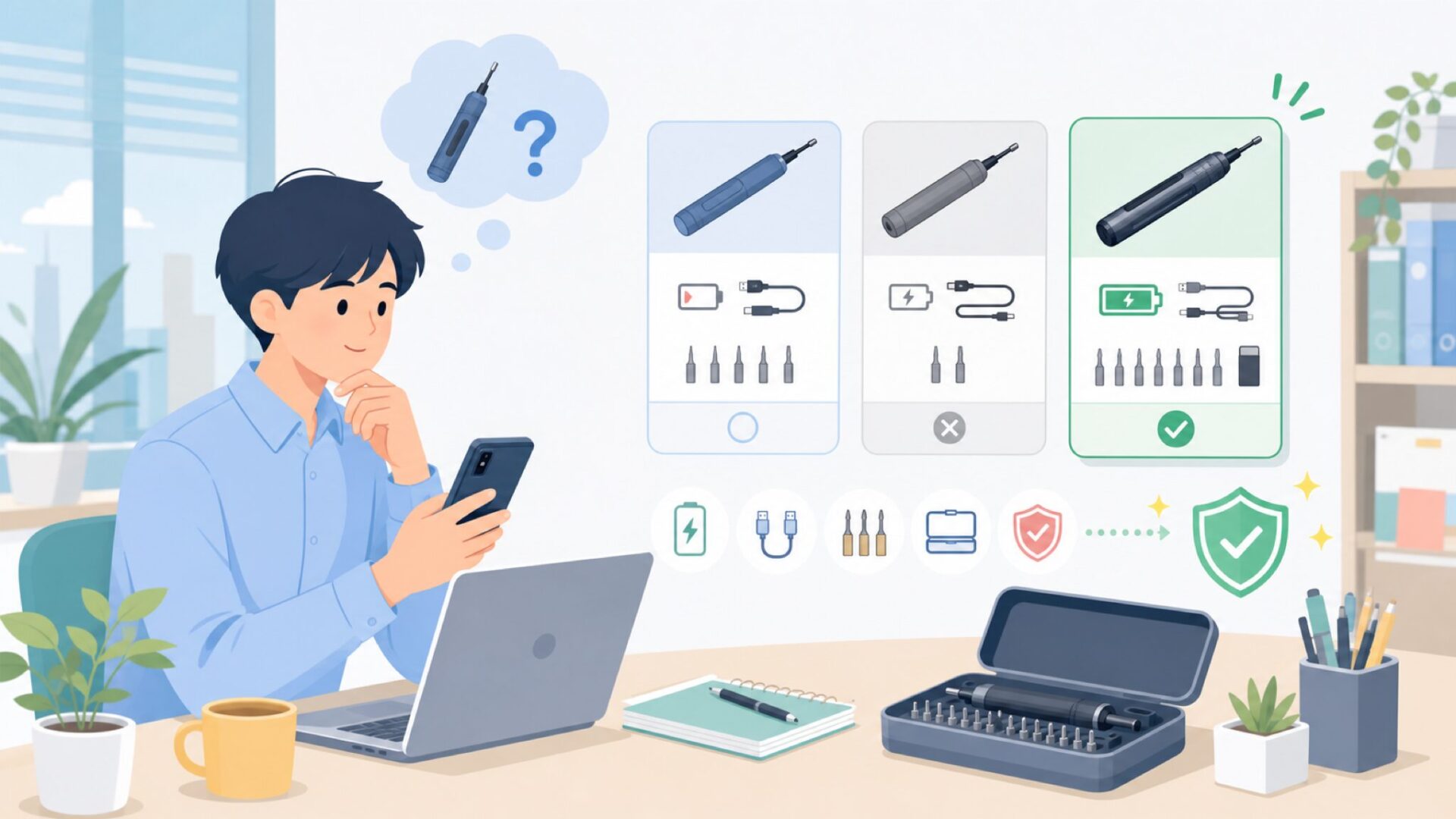充電方式と付属アクセサリで分かる本当の使い勝手を表すイラスト