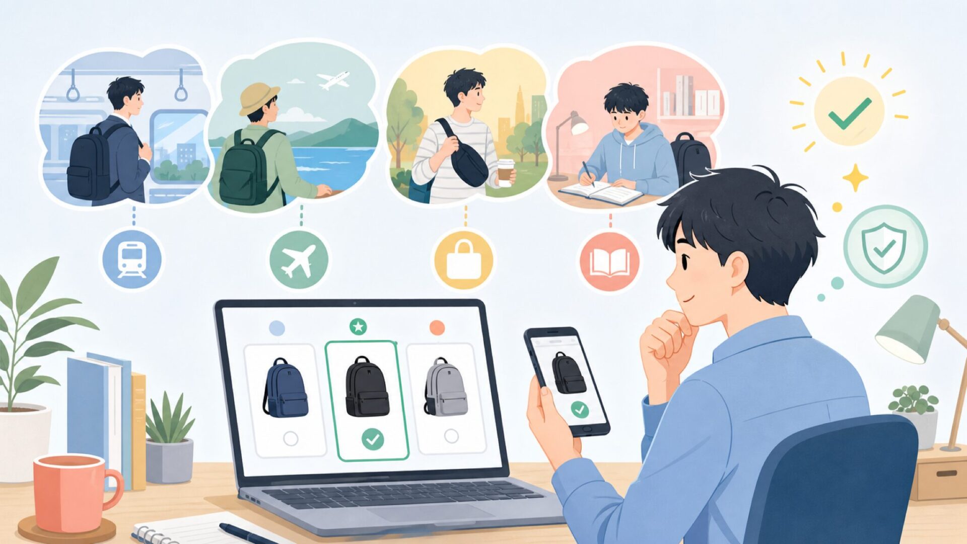 Solo New York の製品ラインナップを用途別に解説を表すイラスト