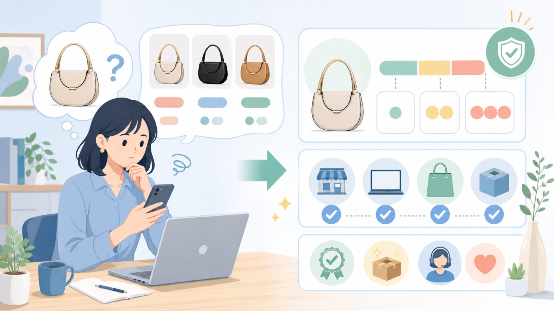 YUZEFIの価格帯と日本での購入方法を徹底ガイドを表すイラスト