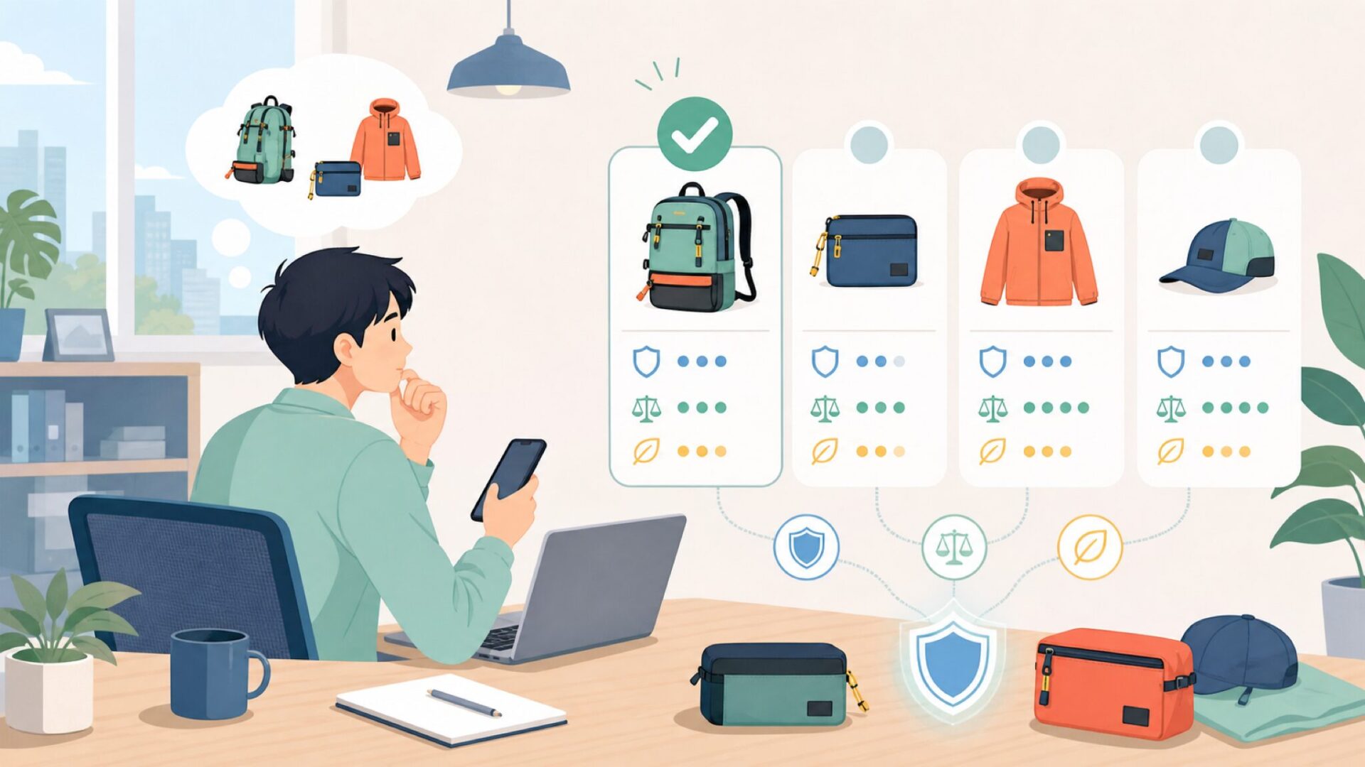 Topo Designsの代表アイテムと選び方を表すイラスト