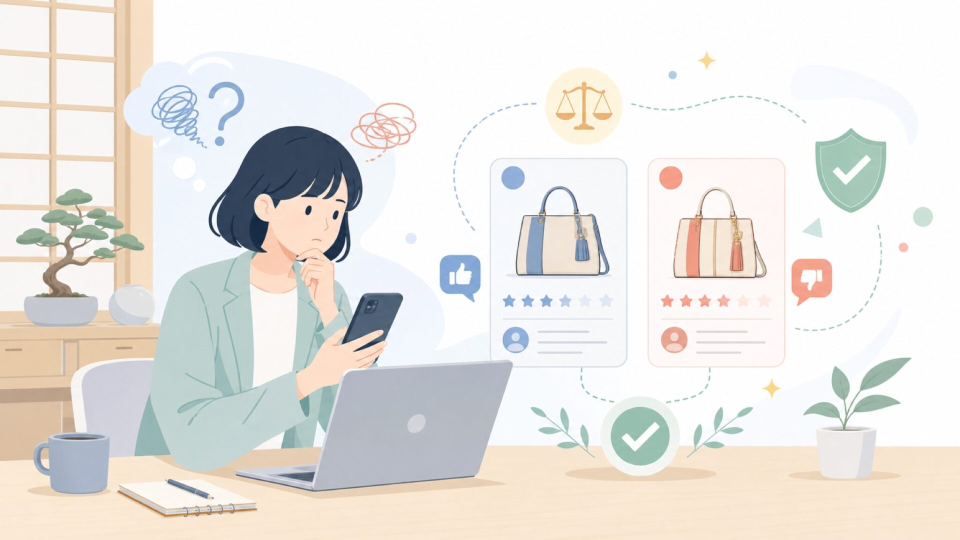 クレリアの評判は本当に「ダサい」？良い口コミ・悪い口コミを正直にを表すイラスト