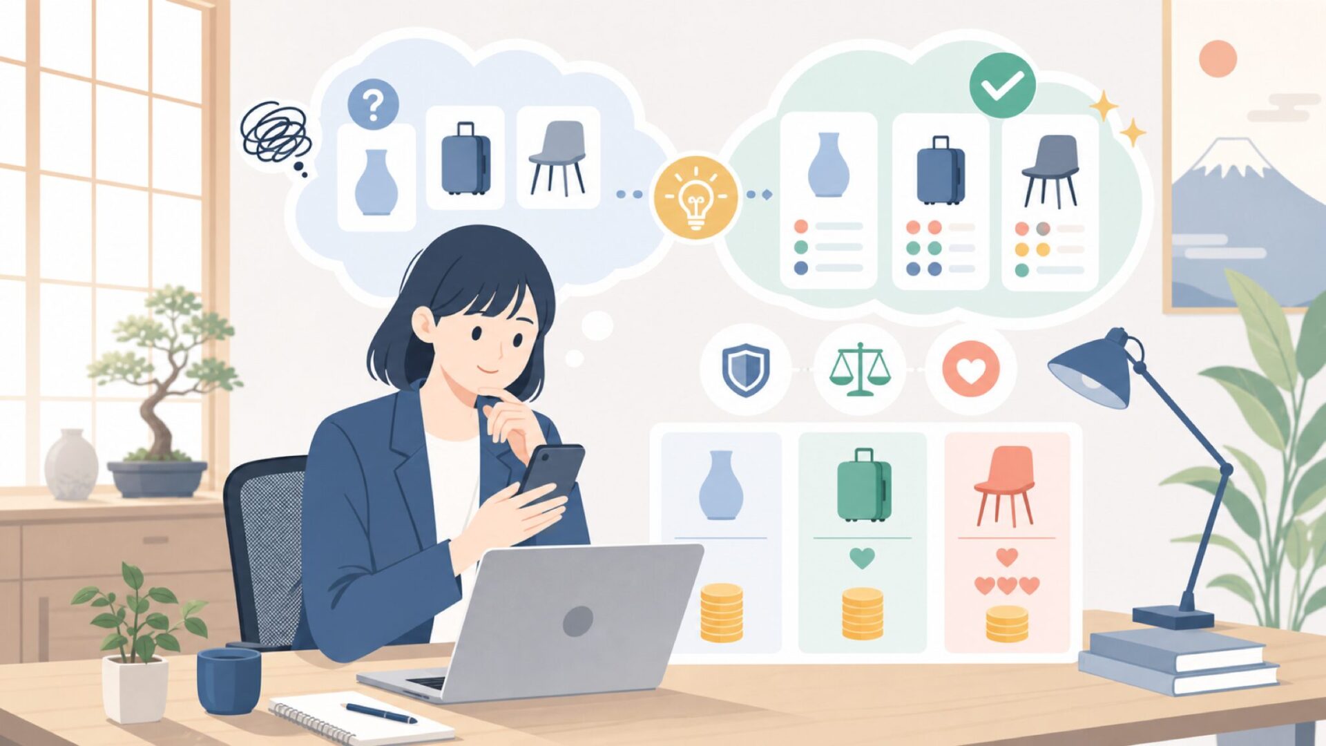 価格帯とコスパ——なぜKayondは安くて評判がいいのかを表すイラスト