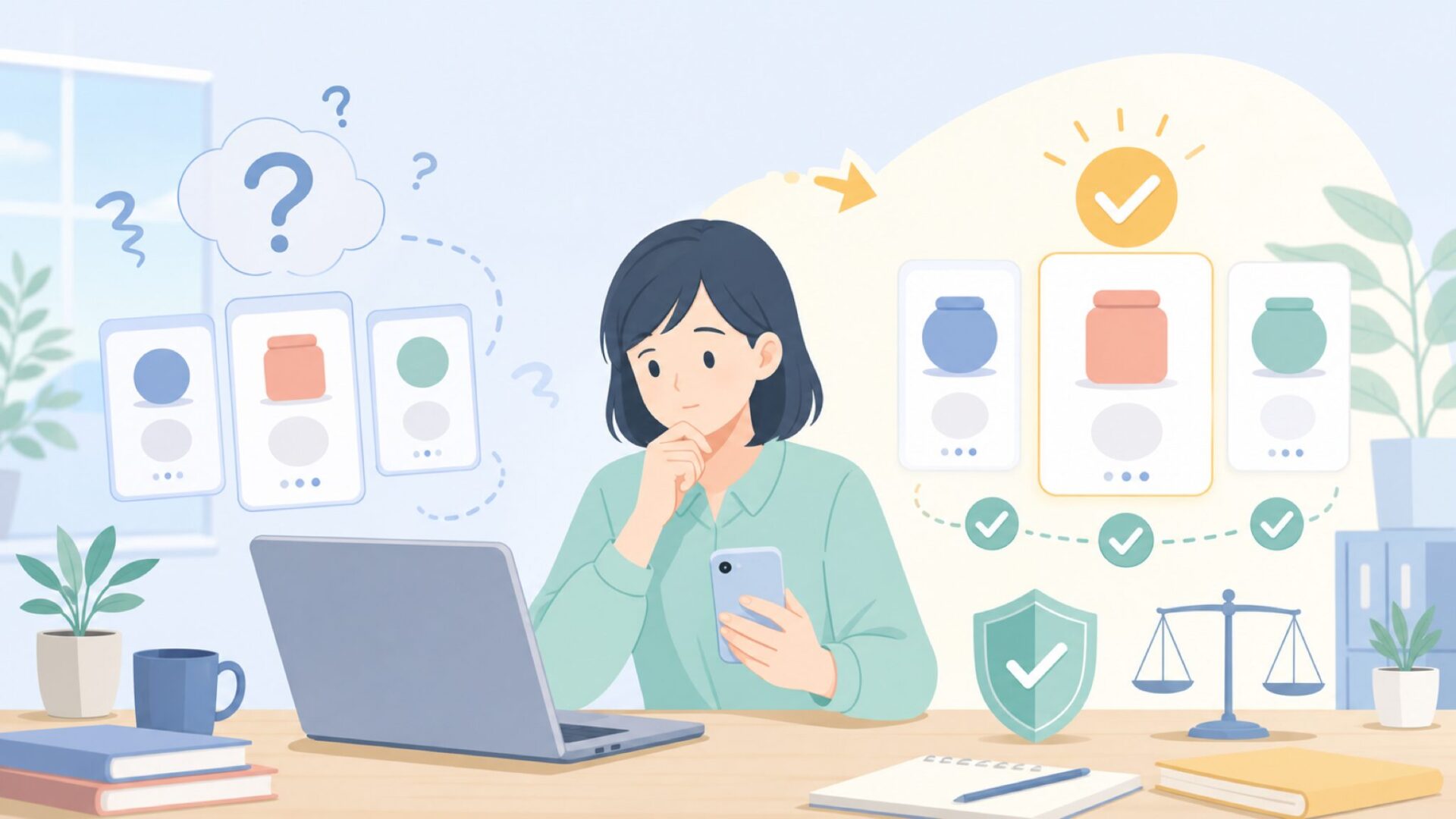 同価格帯の競合ブランドと比べるとどうなのかを表すイラスト