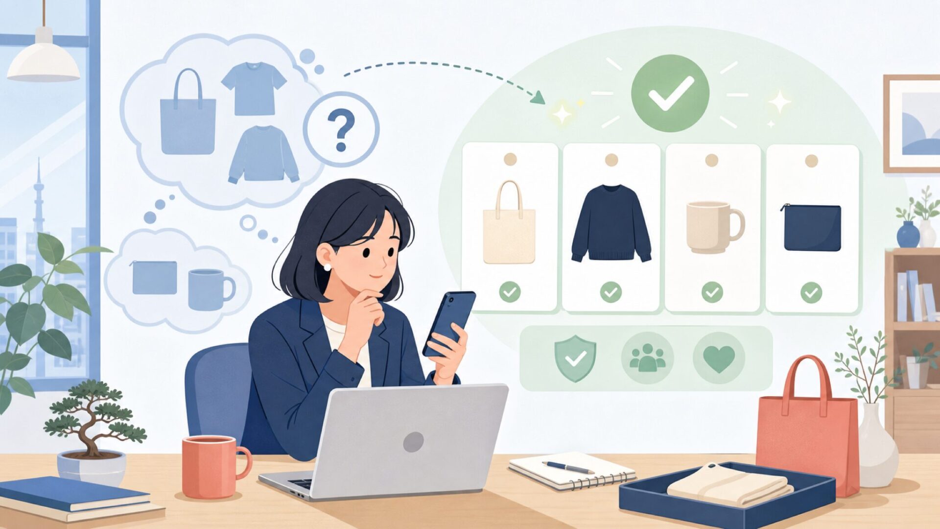 APCを代表するアイテム——長く愛用できる定番たちを表すイラスト