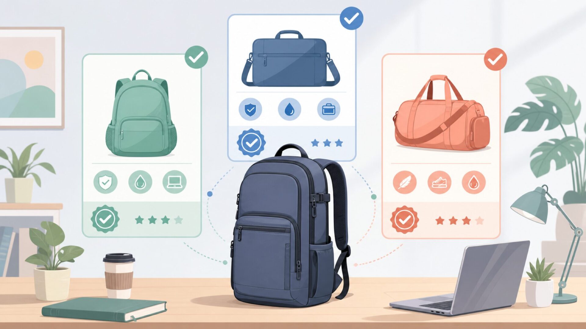 KINGSONSの主要製品ラインナップ — どんなバッグがあるかを表すイラスト