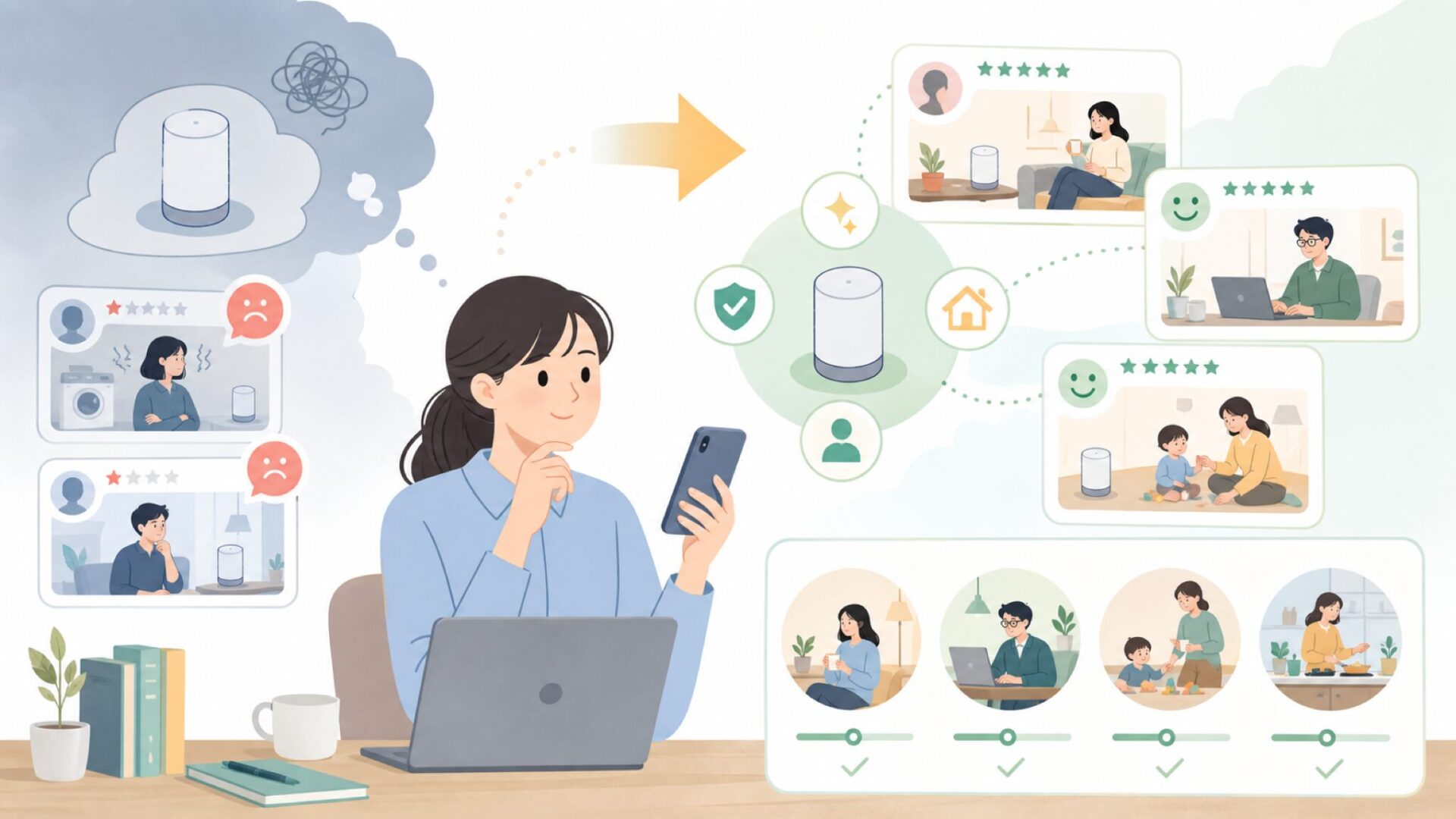 実際に使った人の本音——SNS・口コミの本音を表すイラスト