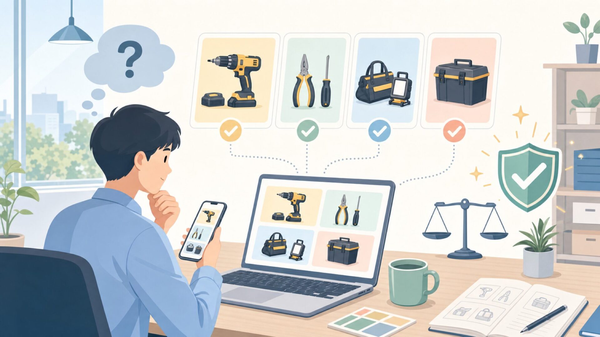 DEWALTの主要製品ライン——何が得意なメーカーかを表すイラスト
