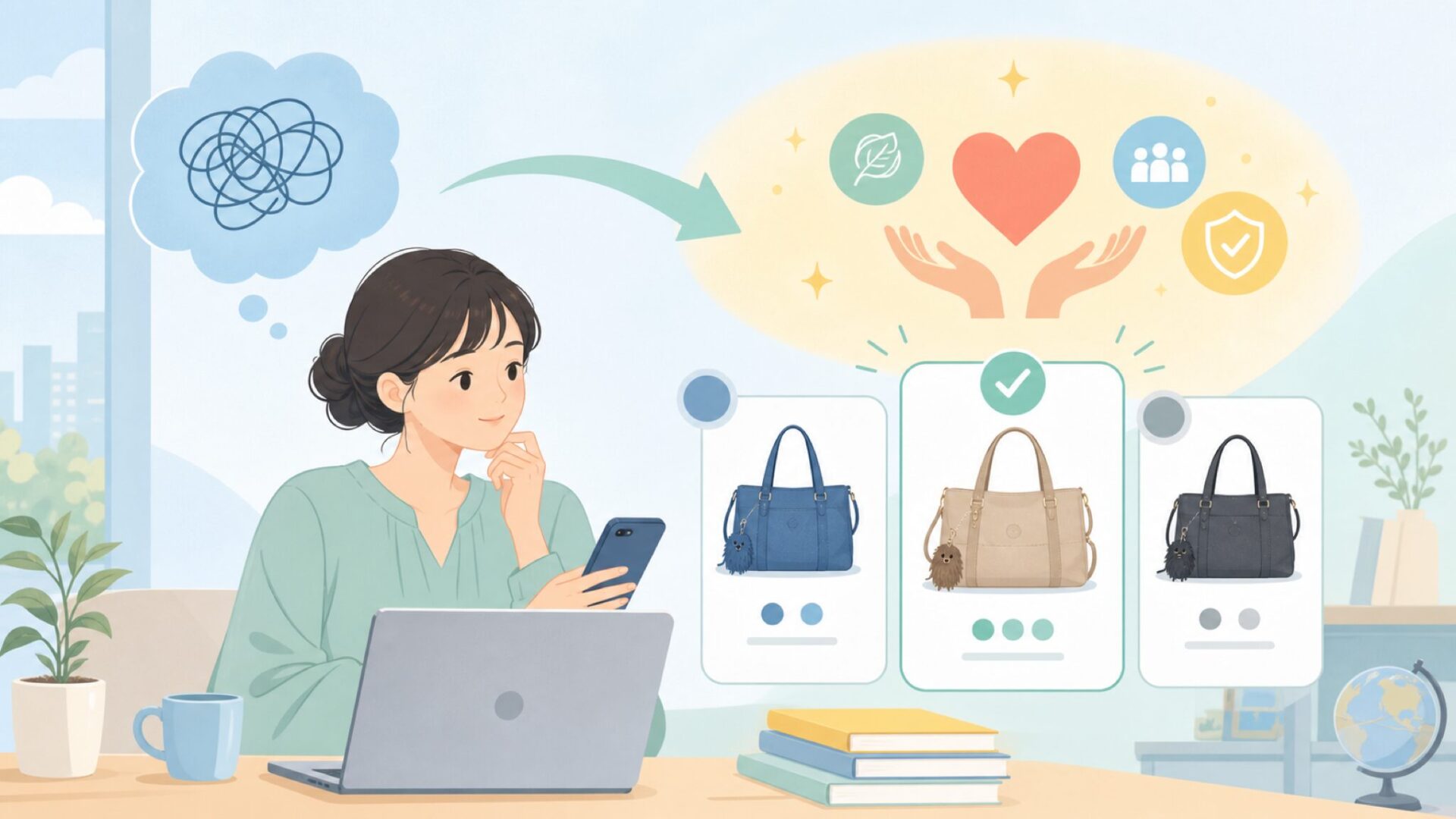 Kiplingが世界で愛されるブランド哲学を表すイラスト