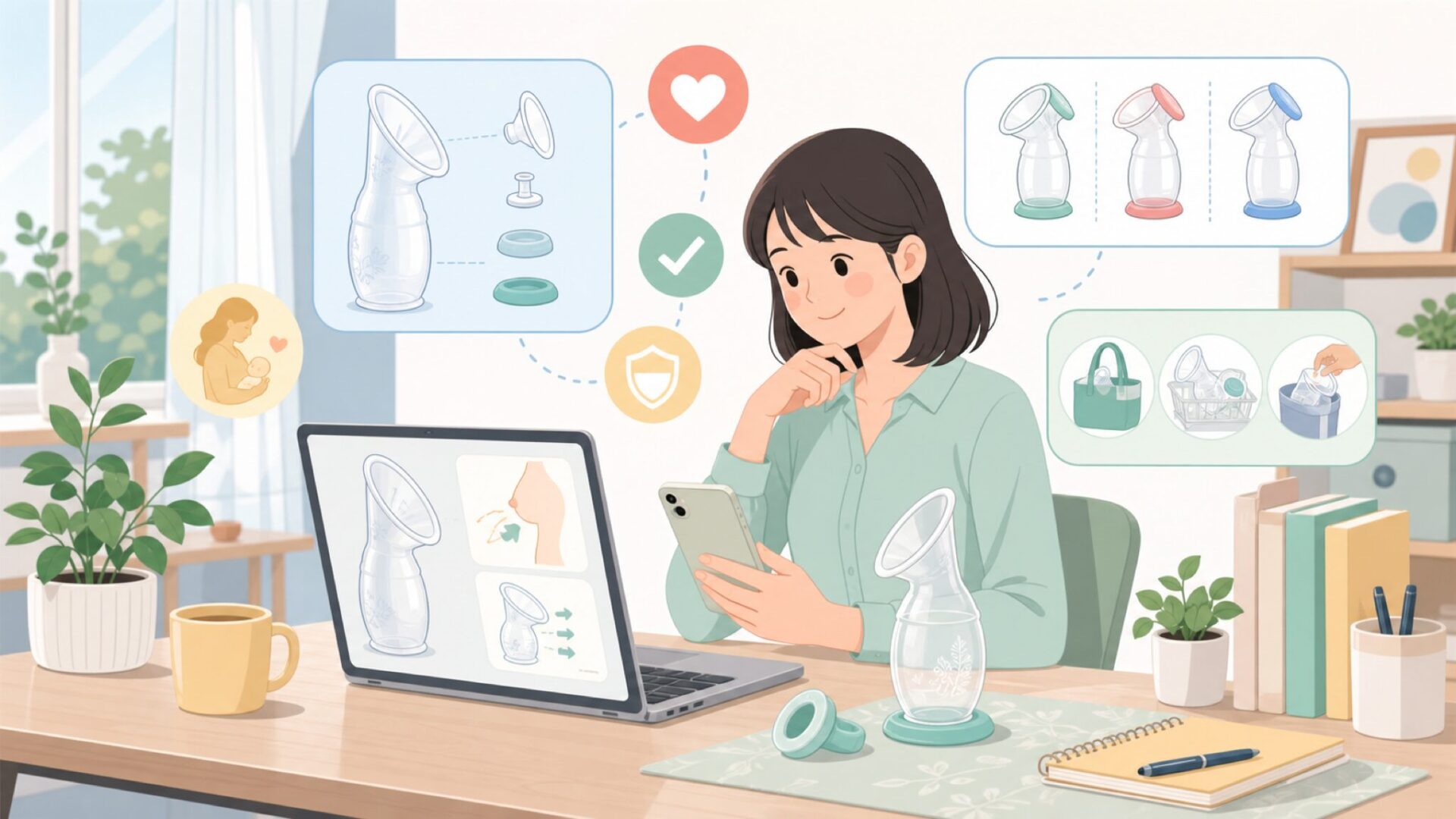 Haakaaの主力製品——世界で愛されるシリコーン搾乳器の全容を表すイラスト