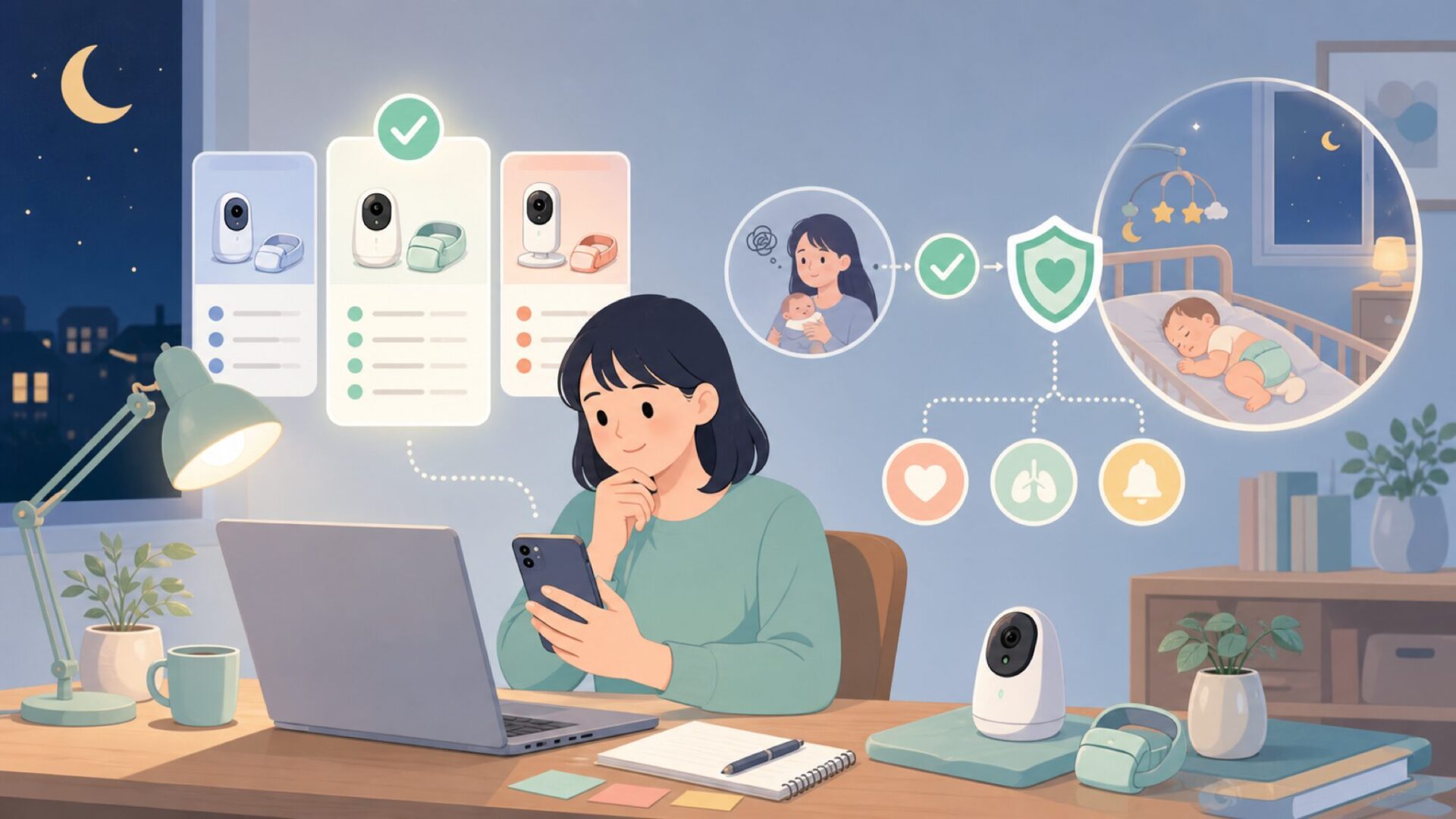 Owletが選ばれ続ける理由──夜間育児が変わる価値を表すイラスト