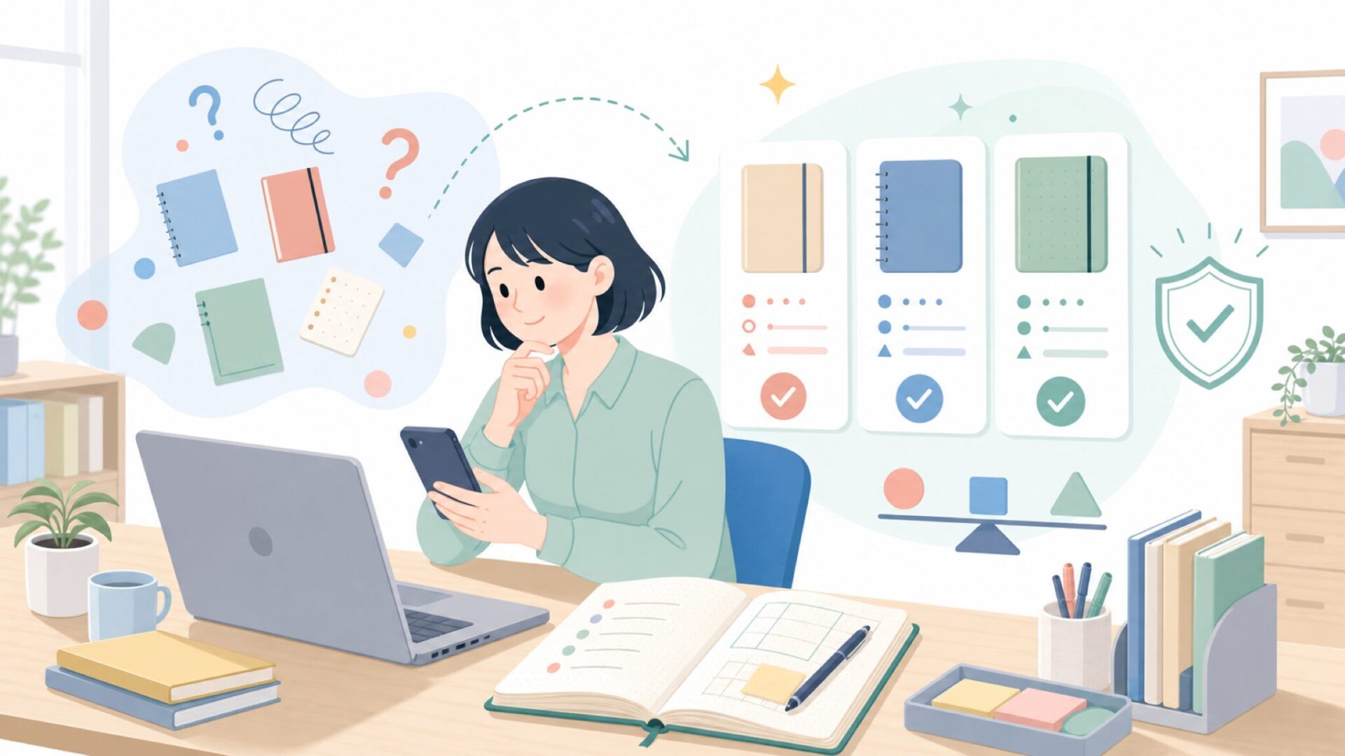 バレットジャーナルとの相性が抜群な理由を表すイラスト