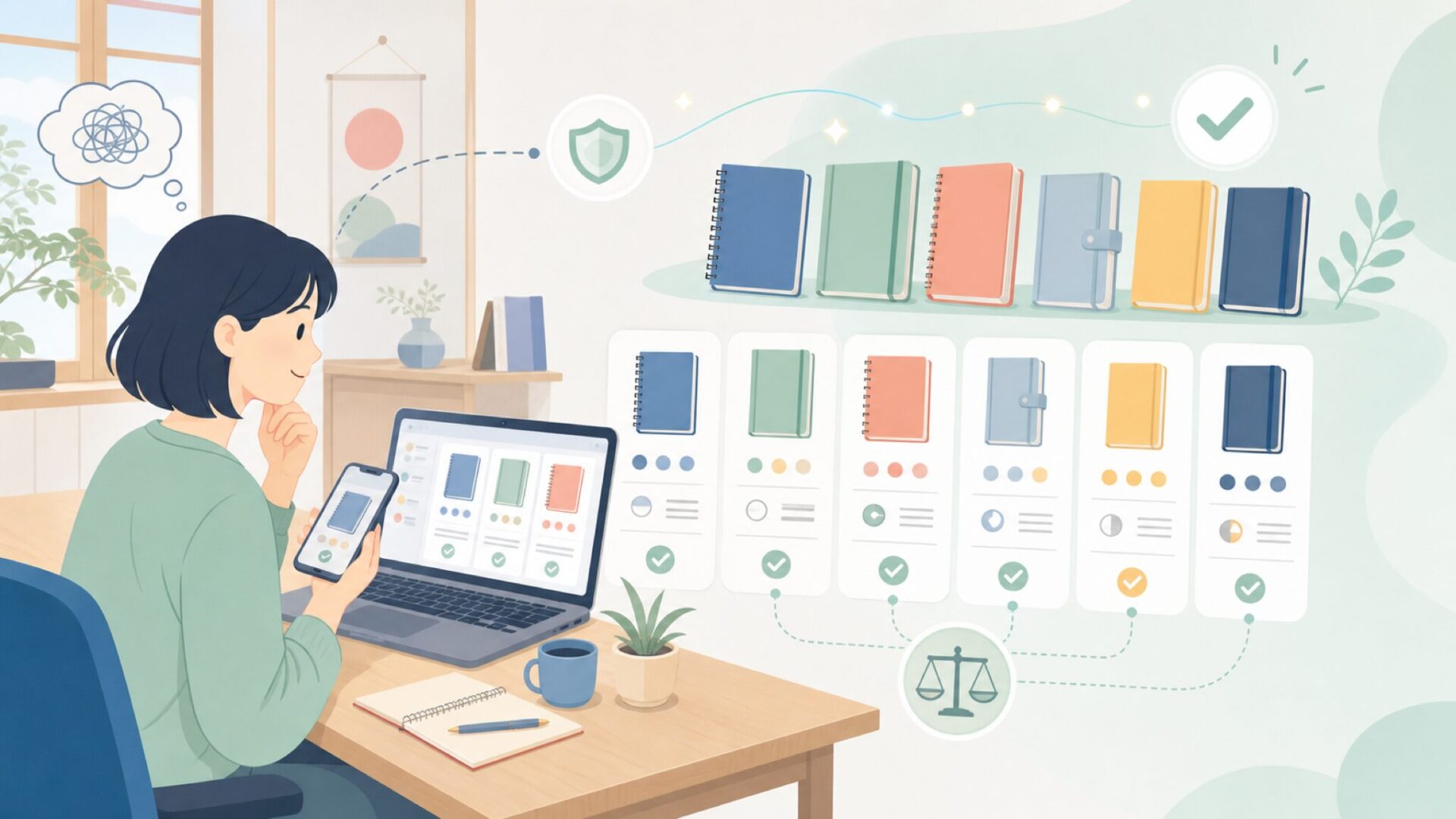 Midoriの代表的な商品ラインナップを表すイラスト