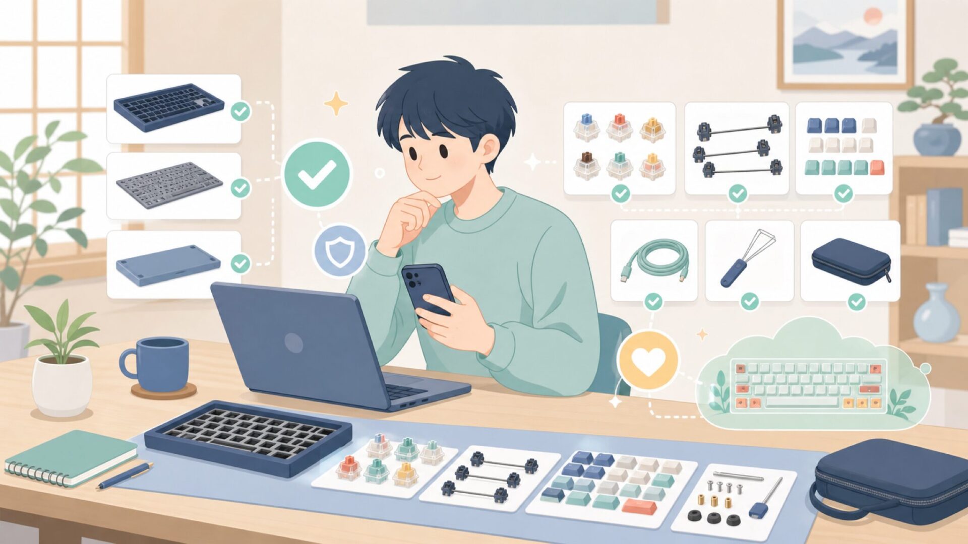キーボード本体だけじゃない——製品ラインナップの広さを表すイラスト