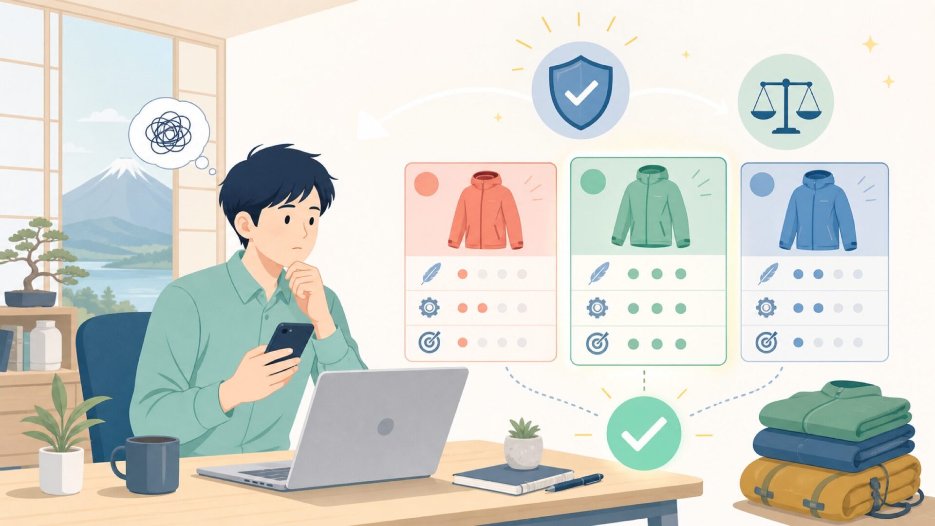 Montaneが他ブランドと違う3つの理由を表すイラスト