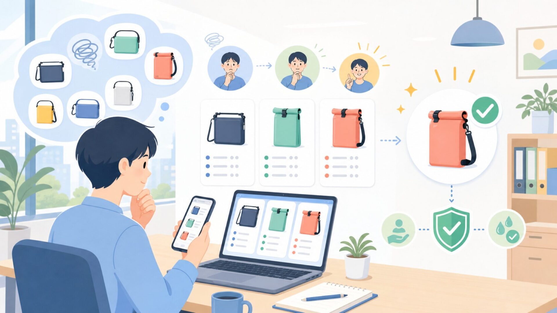 OverBoardの主力製品と選び方を表すイラスト
