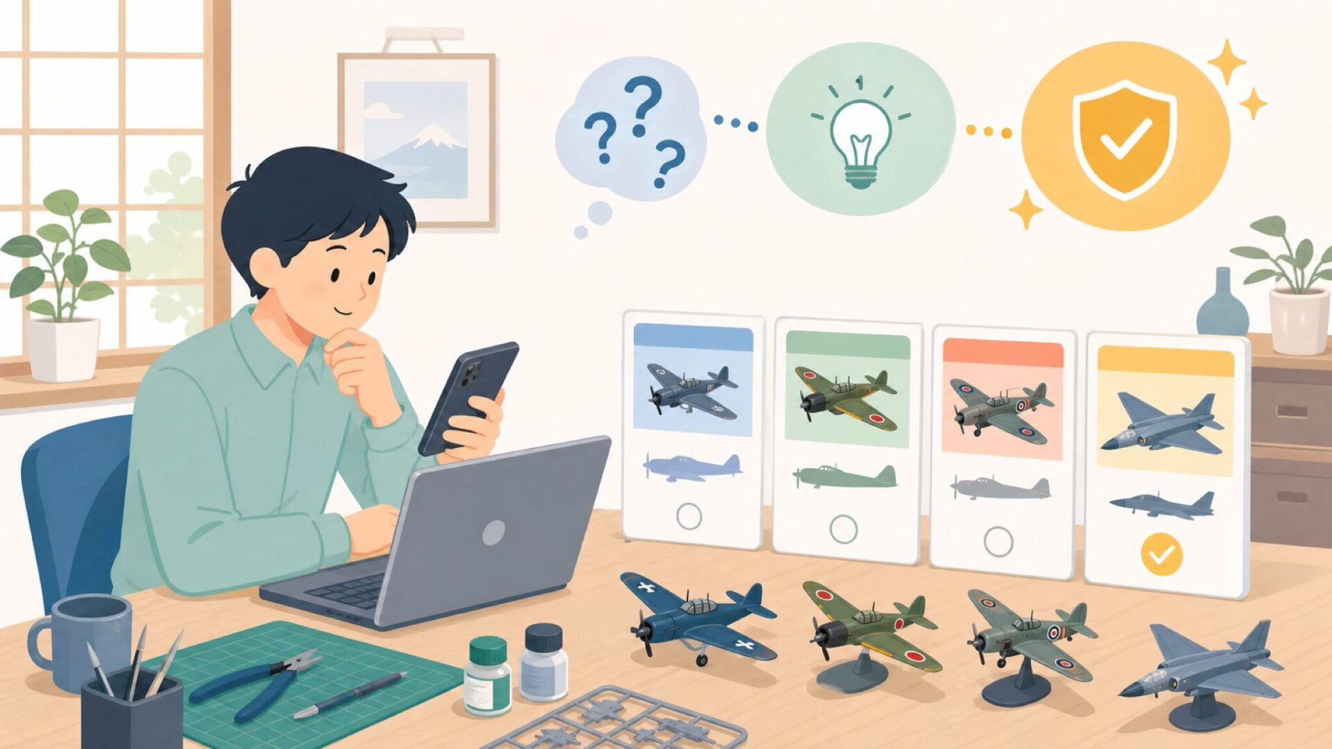 航空機が主役——Airfixキットのラインナップを表すイラスト