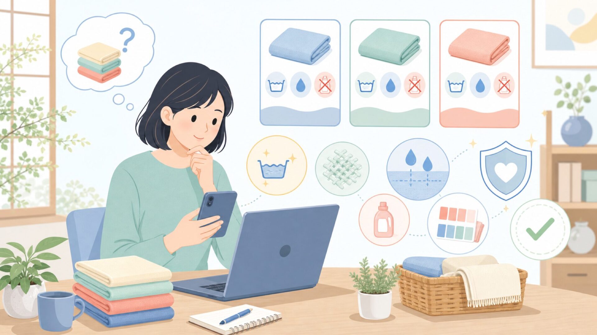 使い始める前に知っておきたいお手入れの注意点を表すイラスト