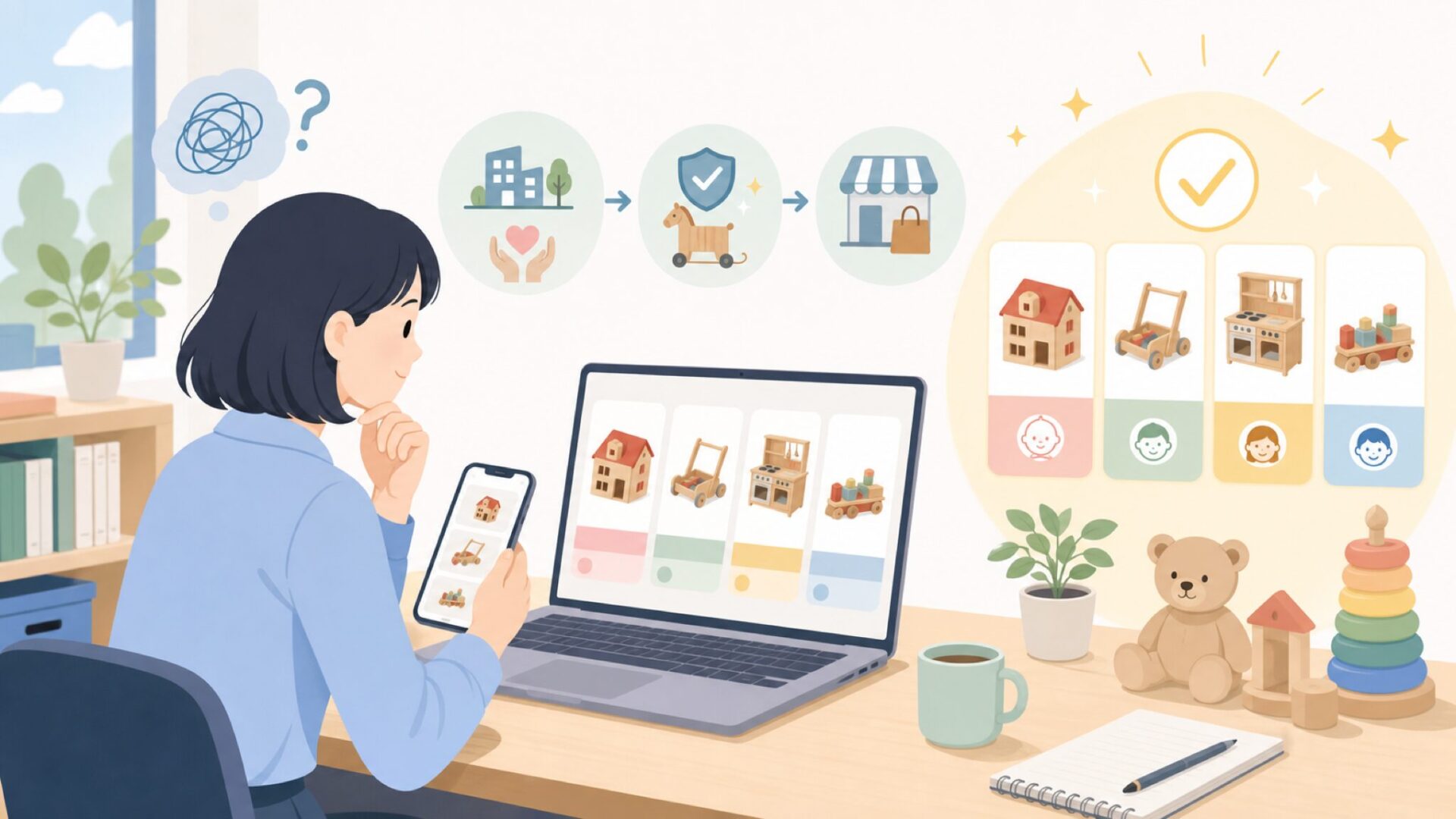 Le Toy Vanの代表的なシリーズと年齢別の選び方を表すイラスト