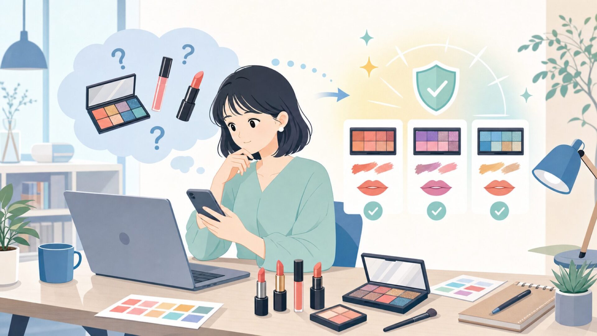 色で遊べるL.A. Girlのカラーアイテムを表すイラスト