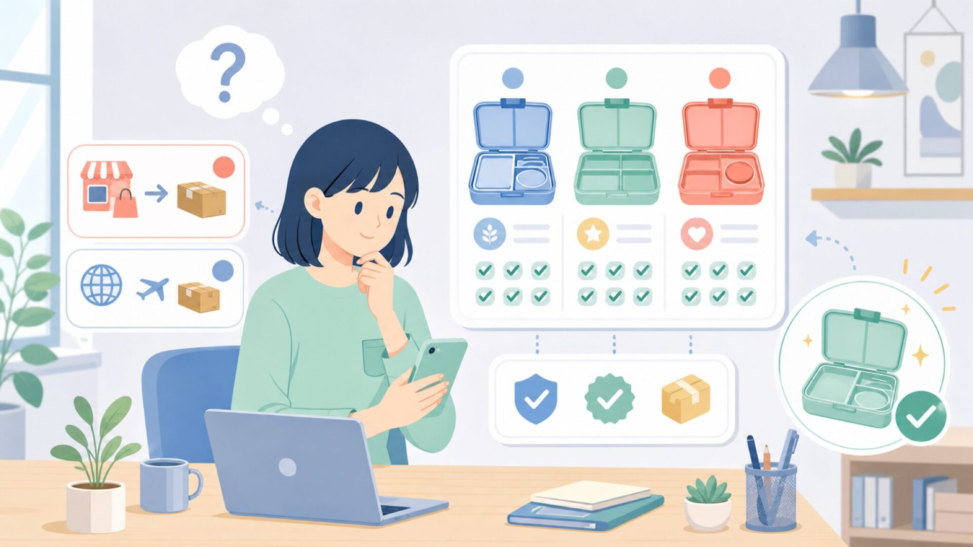 日本でYumboxを買う方法と選び方を表すイラスト