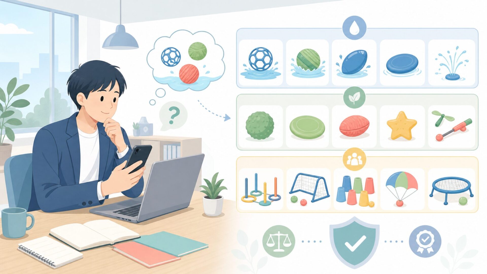 Wabobaの商品ラインナップを全部知りたいを表すイラスト