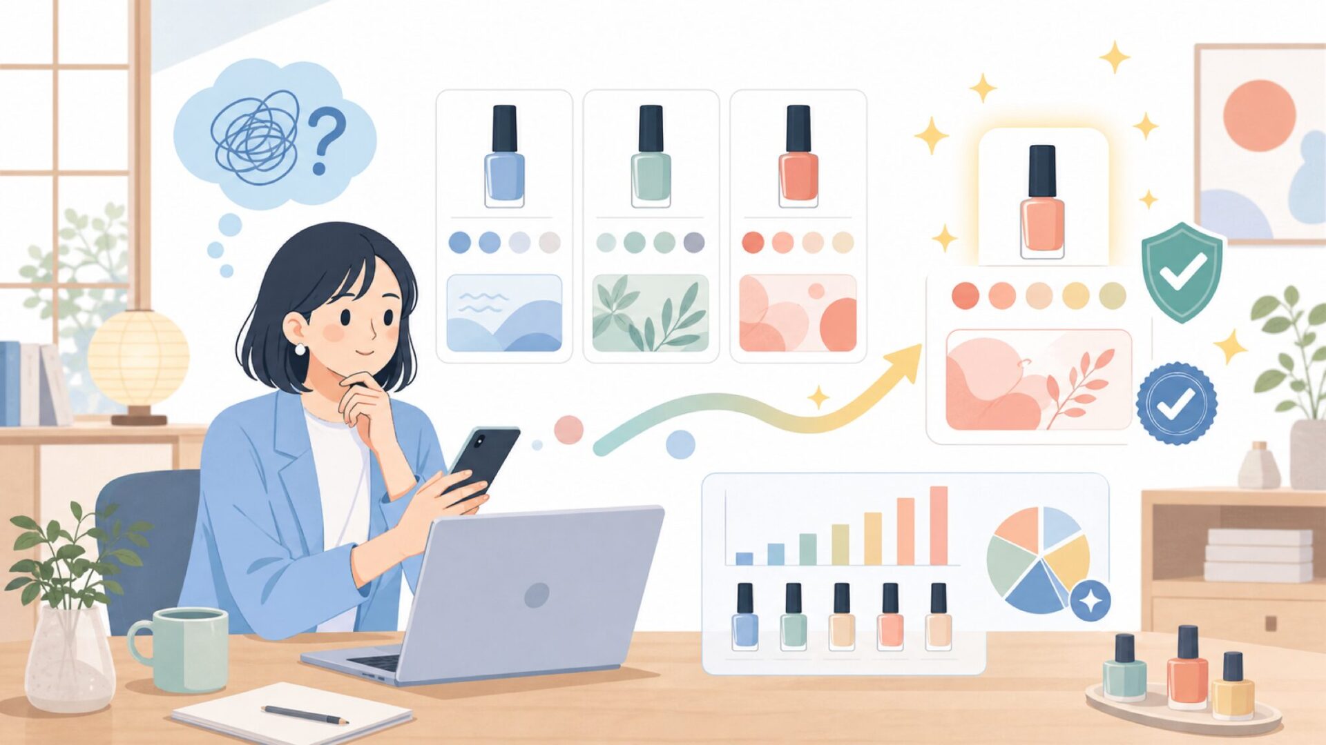 初めて買うなら？ベストセラーカラーの傾向と最新情報を表すイラスト