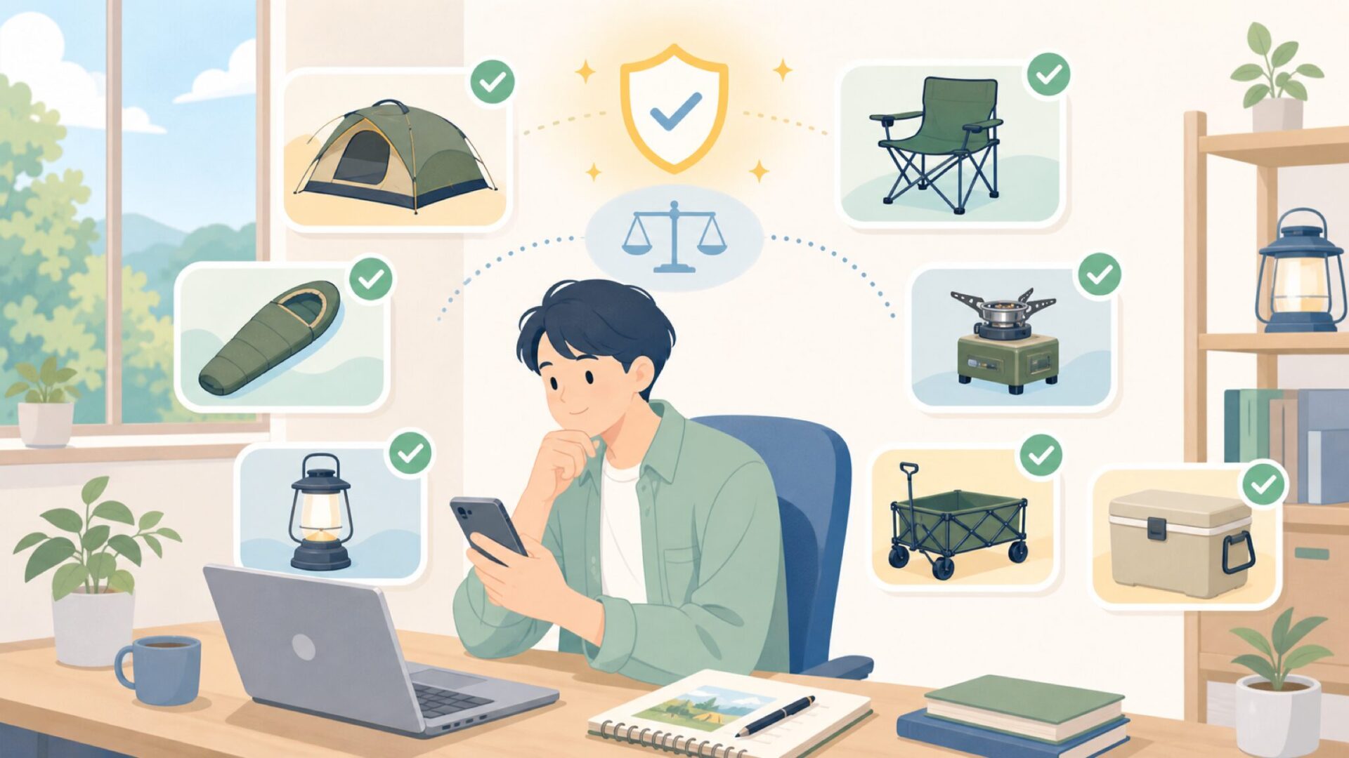 これを買えば間違いなし！VASTLANDのおすすめ人気ギア7選を表すイラスト
