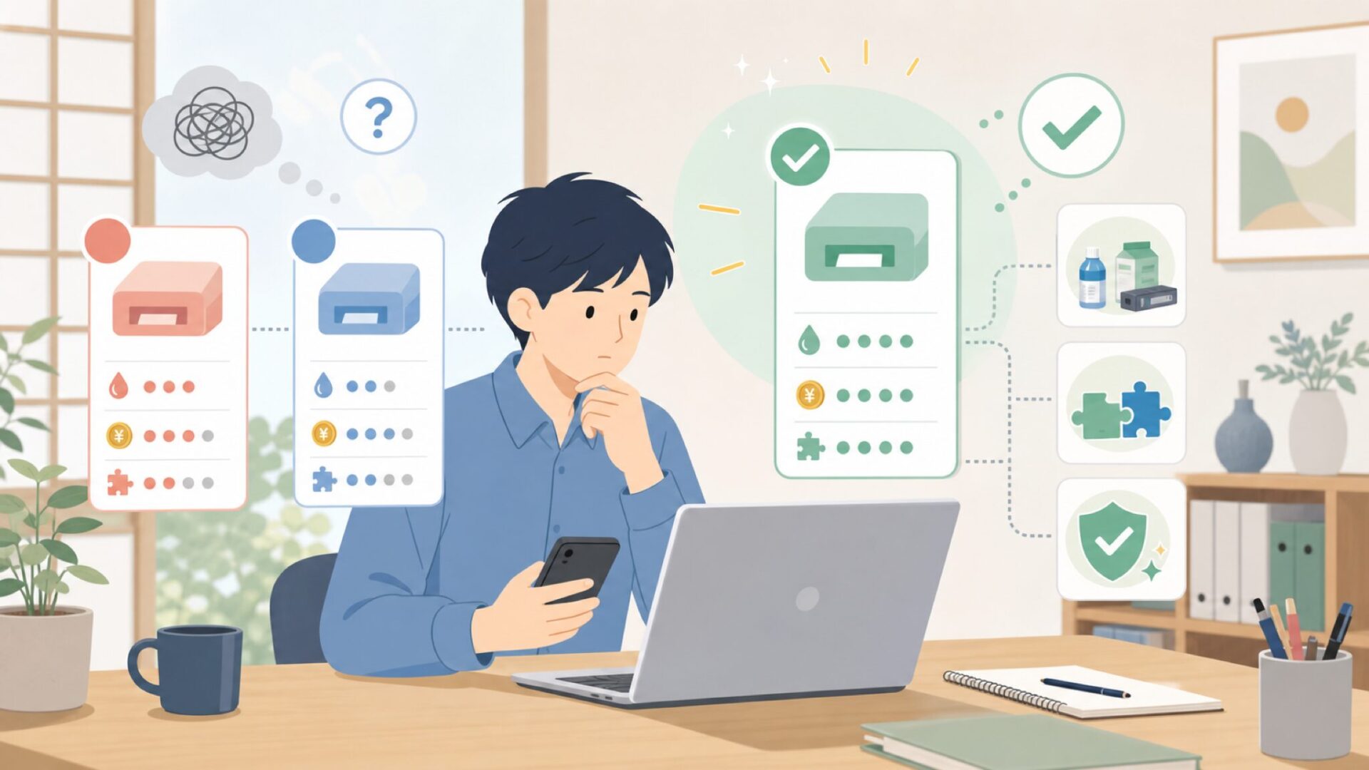主要製品の特徴と「本当のコスパ」を検証するを表すイラスト