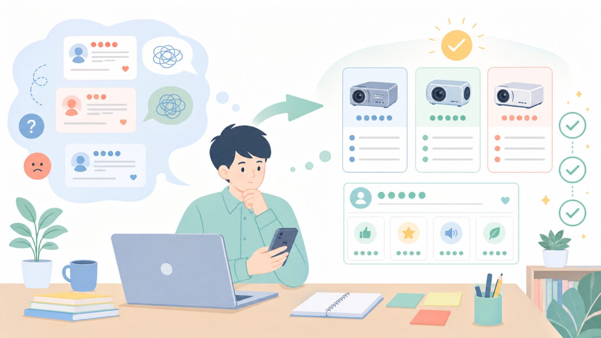 実際に使った人の声から見えるVANKYOの実像を表すイラスト