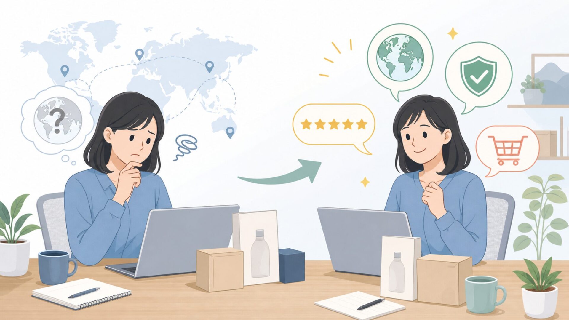 日本でMERACHを購入する方法——入手ルートとコスパ最大化の手順を表すイラスト