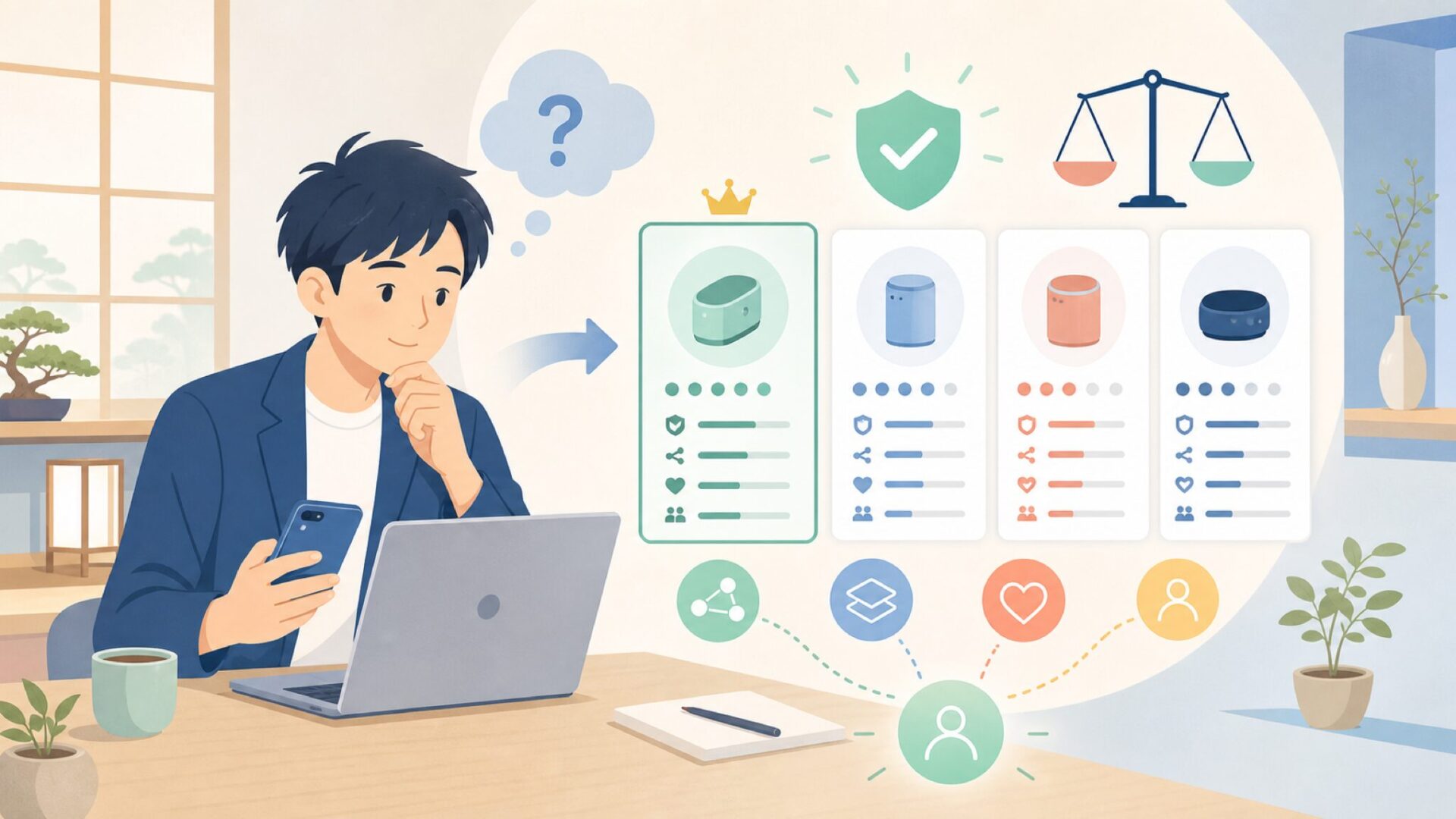 主要ブランド徹底比較、Protmexは他社と比べてどうかを表すイラスト