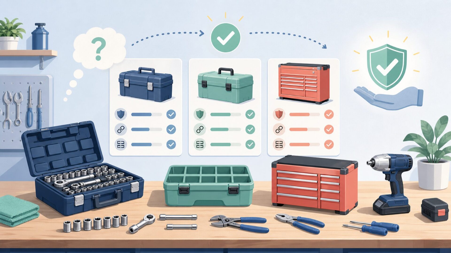 TACTIXと同価格帯の工具収納ブランドを徹底比較を表すイラスト