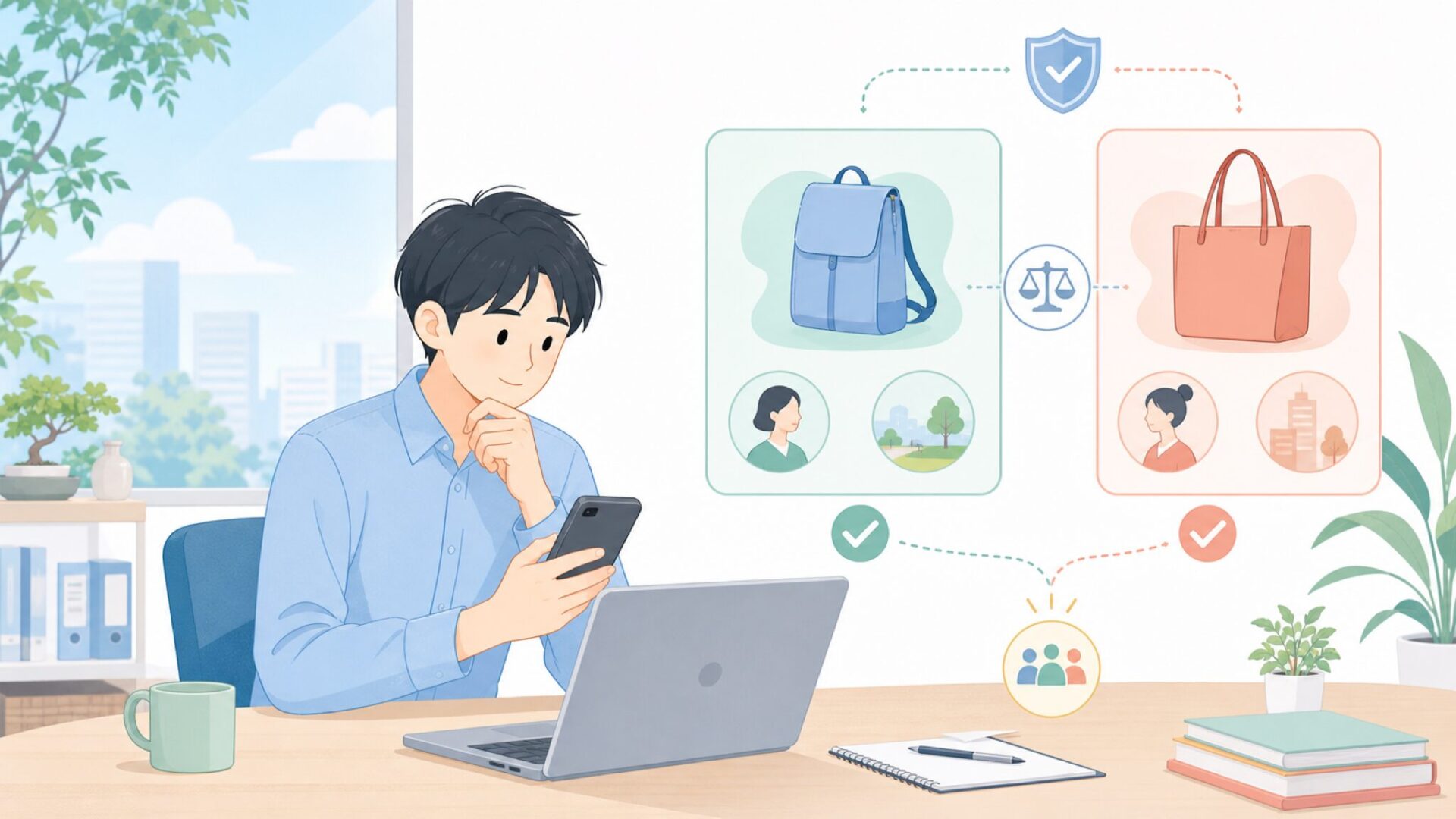 AUKEYとAnkerはどちらを選ぶべきかを表すイラスト