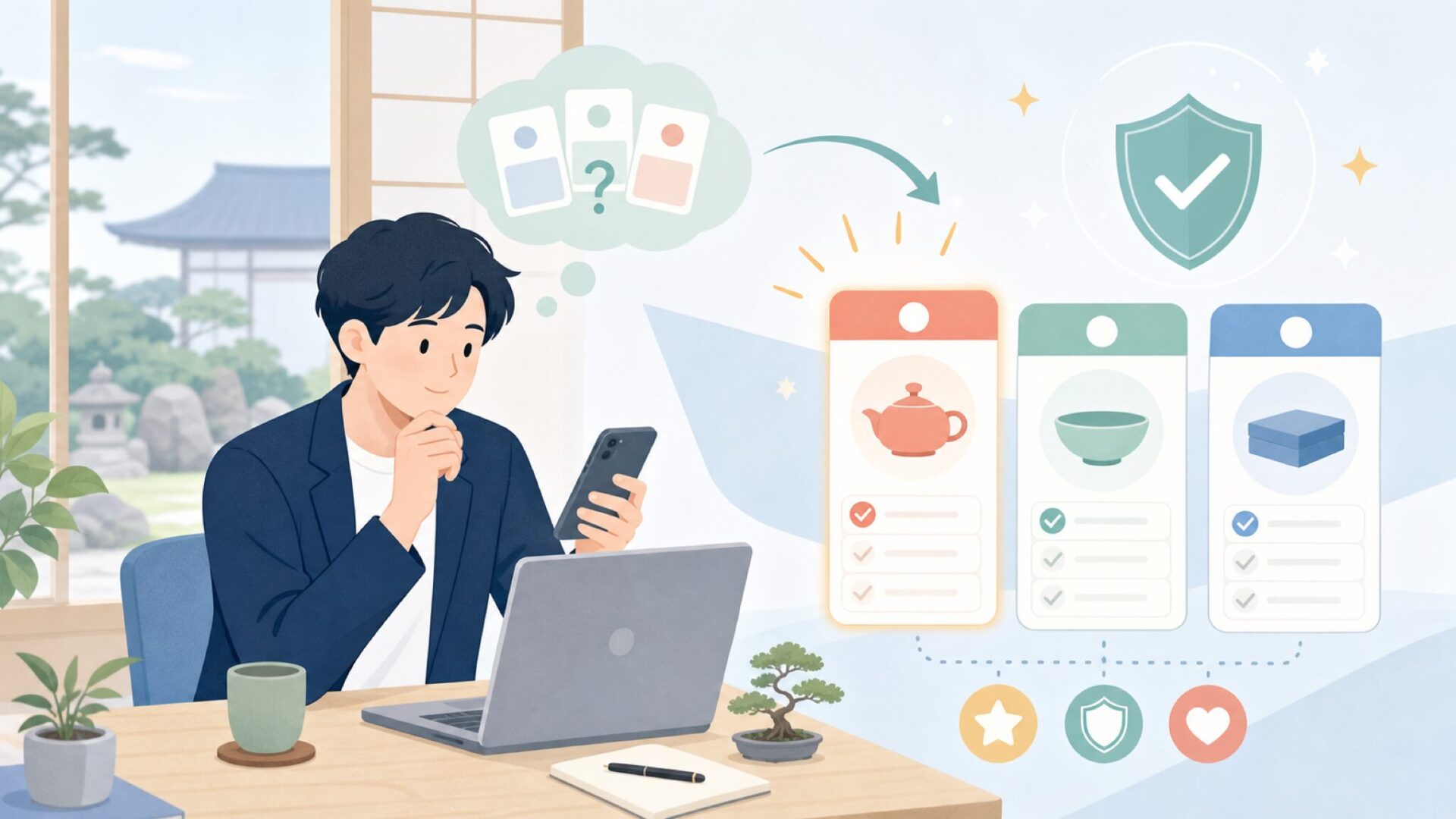 同価格帯の他ブランドとYatoを比べてみたを表すイラスト