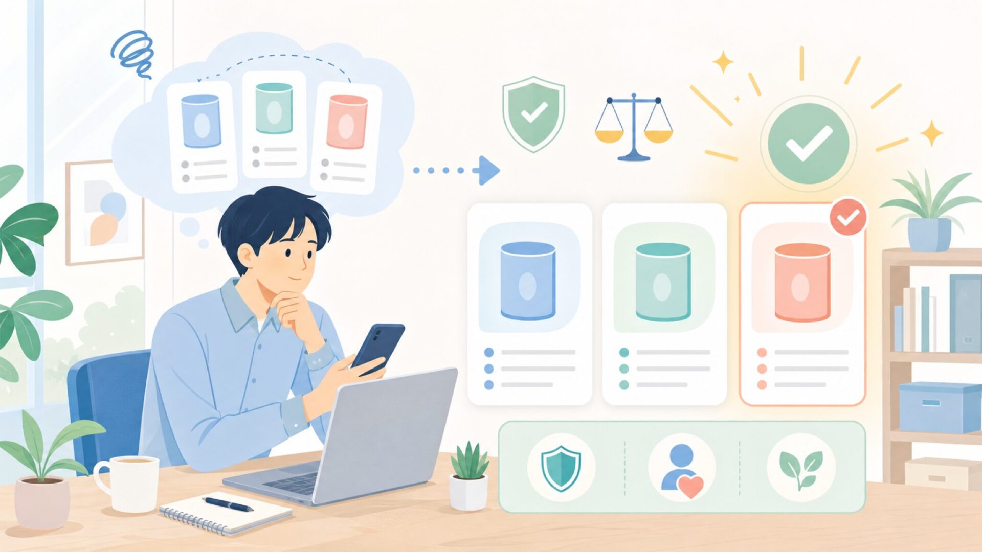 PRUVEEOはこんな人におすすめ―同価格帯の選び方を表すイラスト
