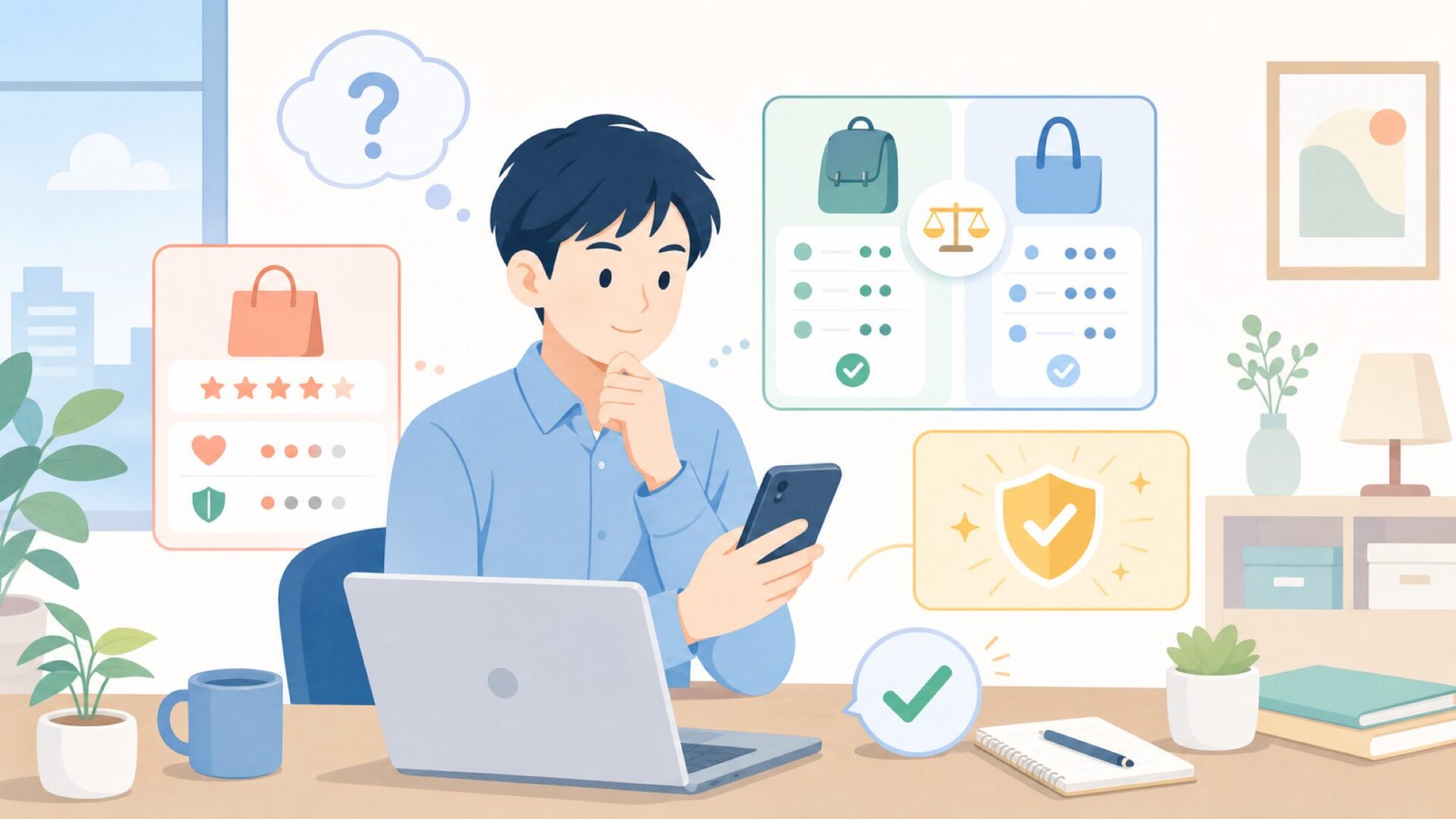 Bagotteは価格に見合う性能か？コスパの見極め方を表すイラスト