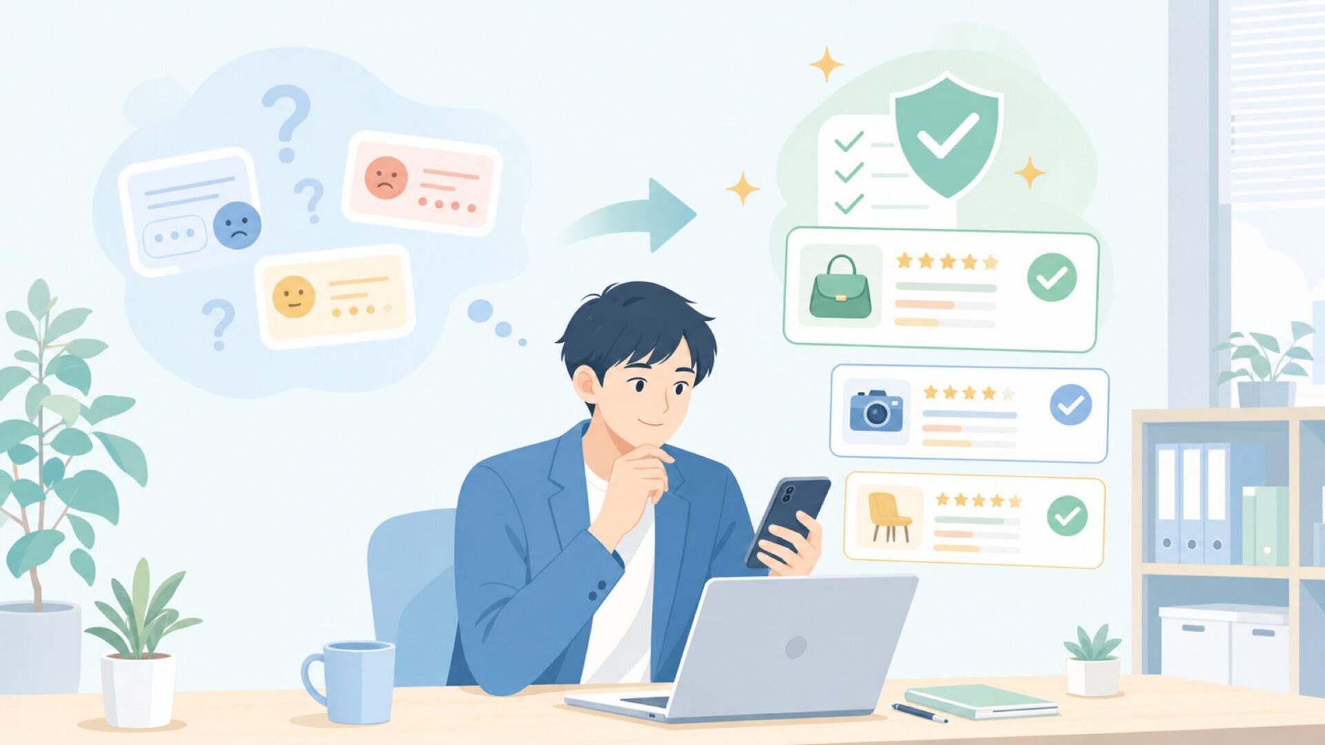 MUCARの評価・口コミ — 実ユーザーの本音を表すイラスト