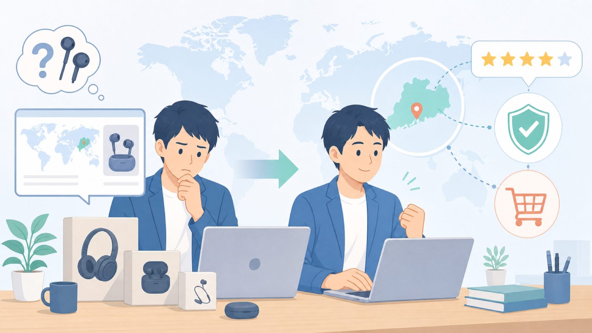 同価格帯の中国ブランドとXENNSを比較を表すイラスト