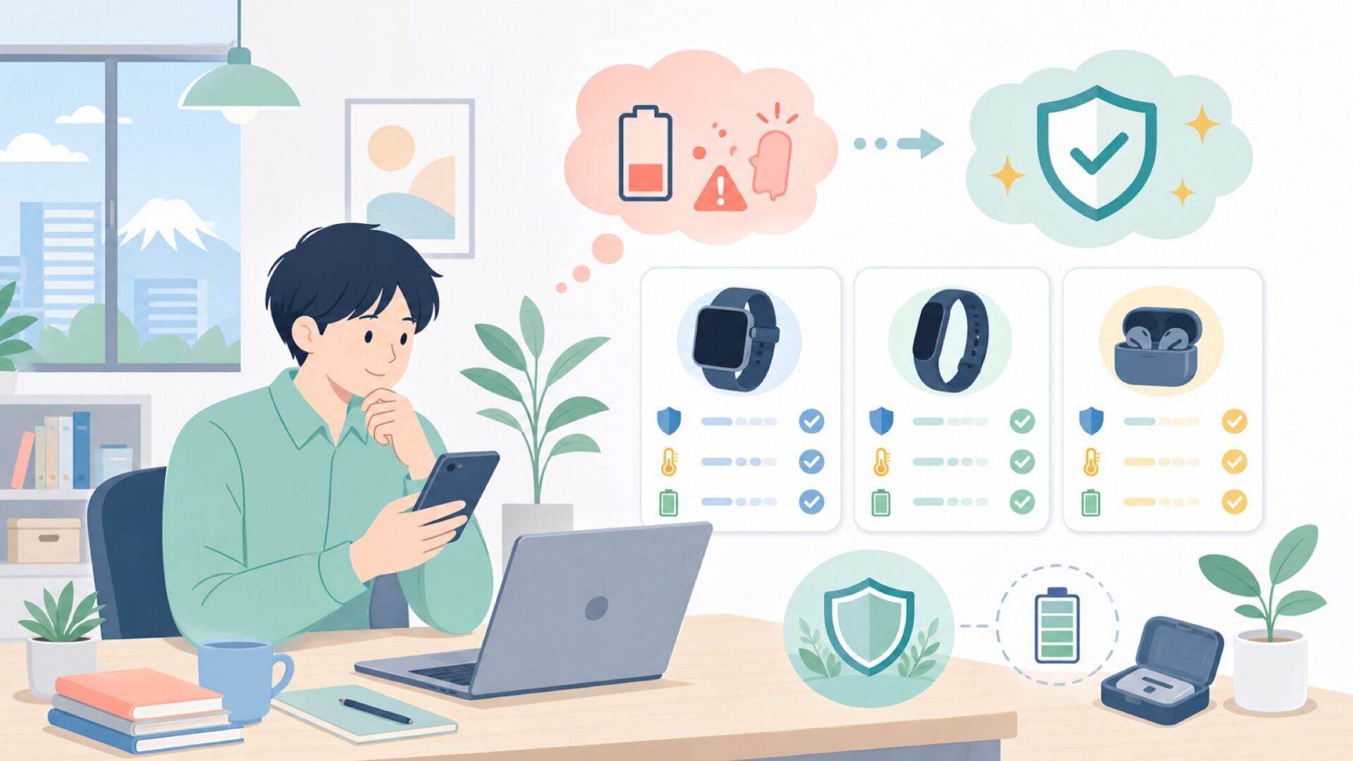 KLIFEのバッテリーは本当に安全か？発火・膨張リスクの現実を表すイラスト