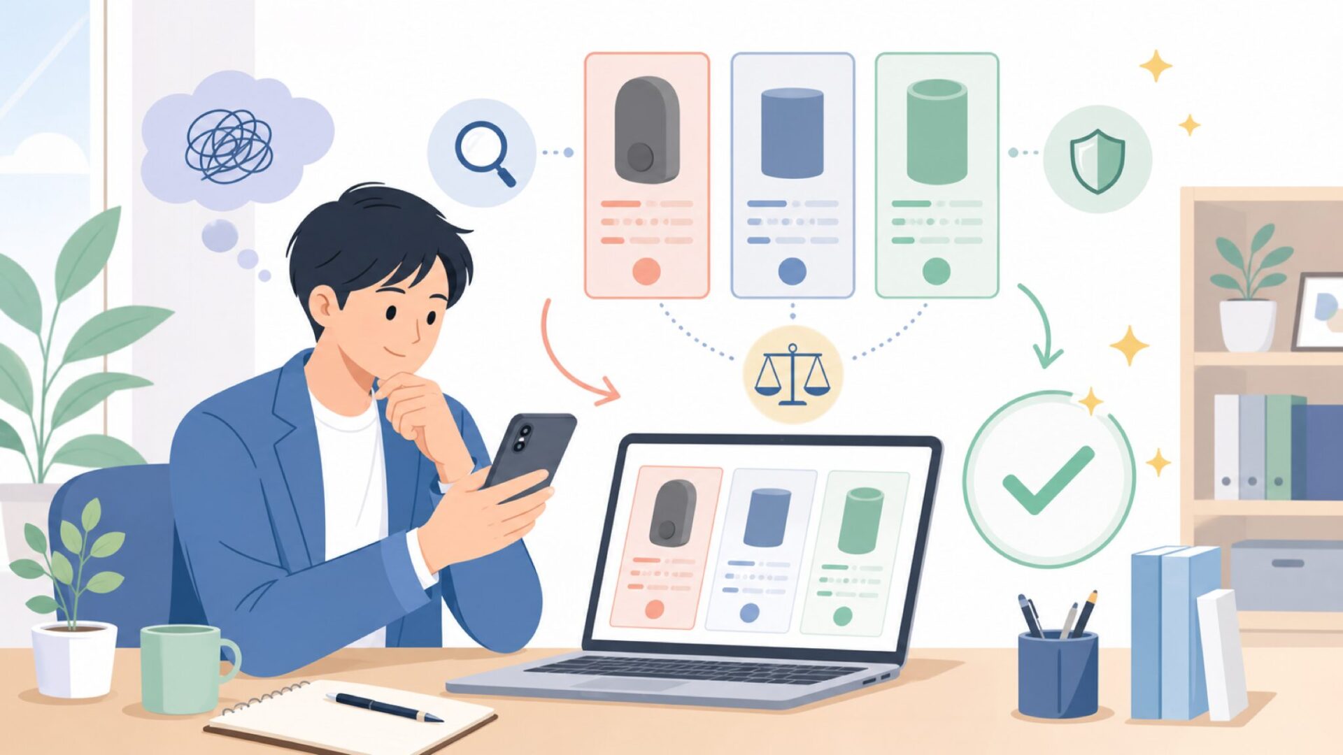 LXMIMIと有名ブランドを同価格帯で徹底比較を表すイラスト