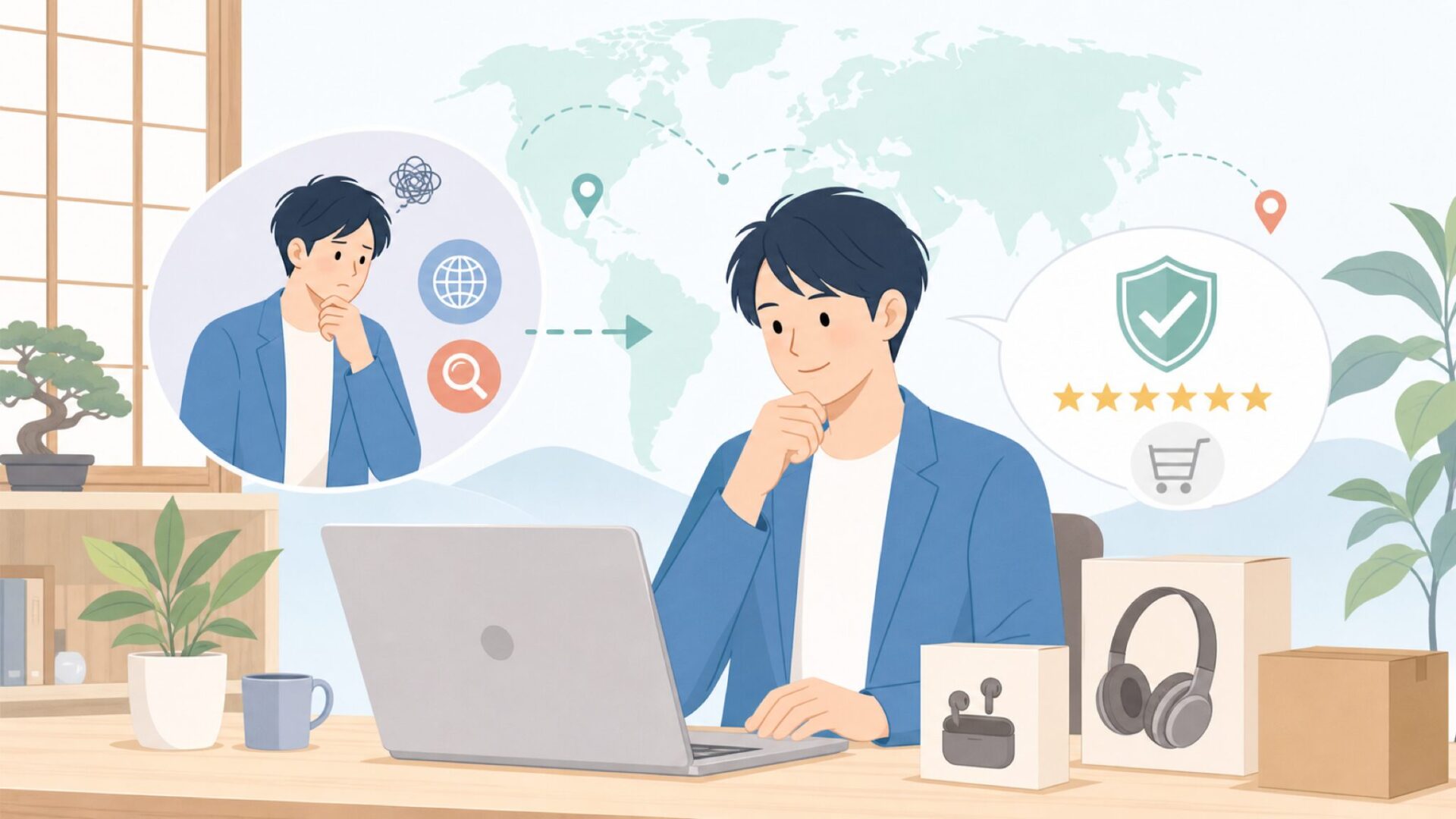 失敗しない購入判断のためのチェックポイントを表すイラスト