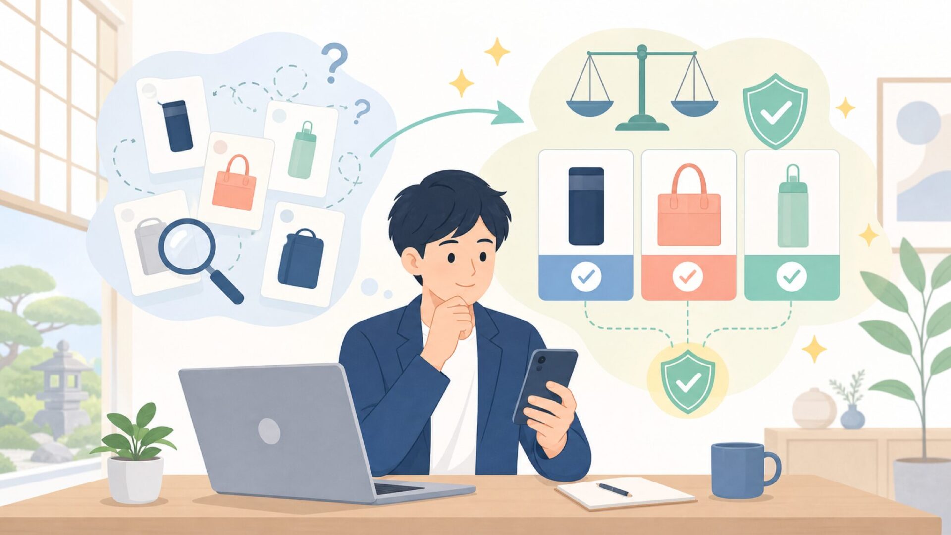 CAMECHOと同価格帯ブランドを徹底比較を表すイラスト